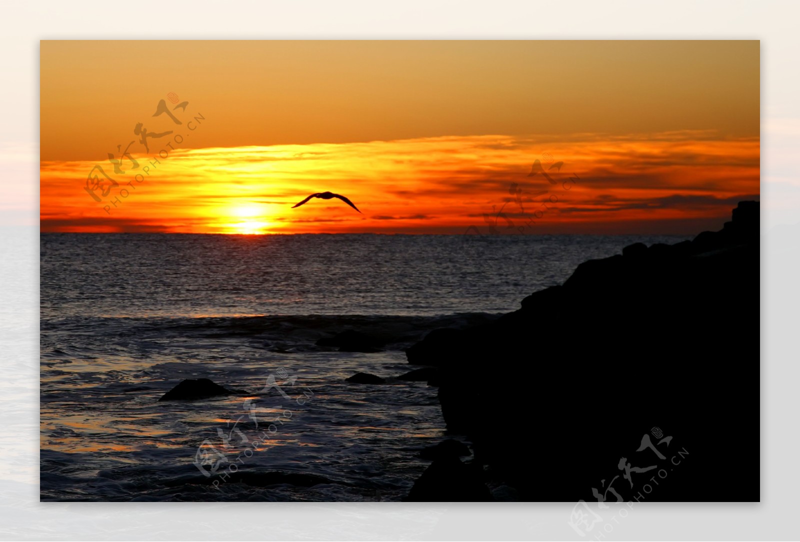 夕阳海景图片