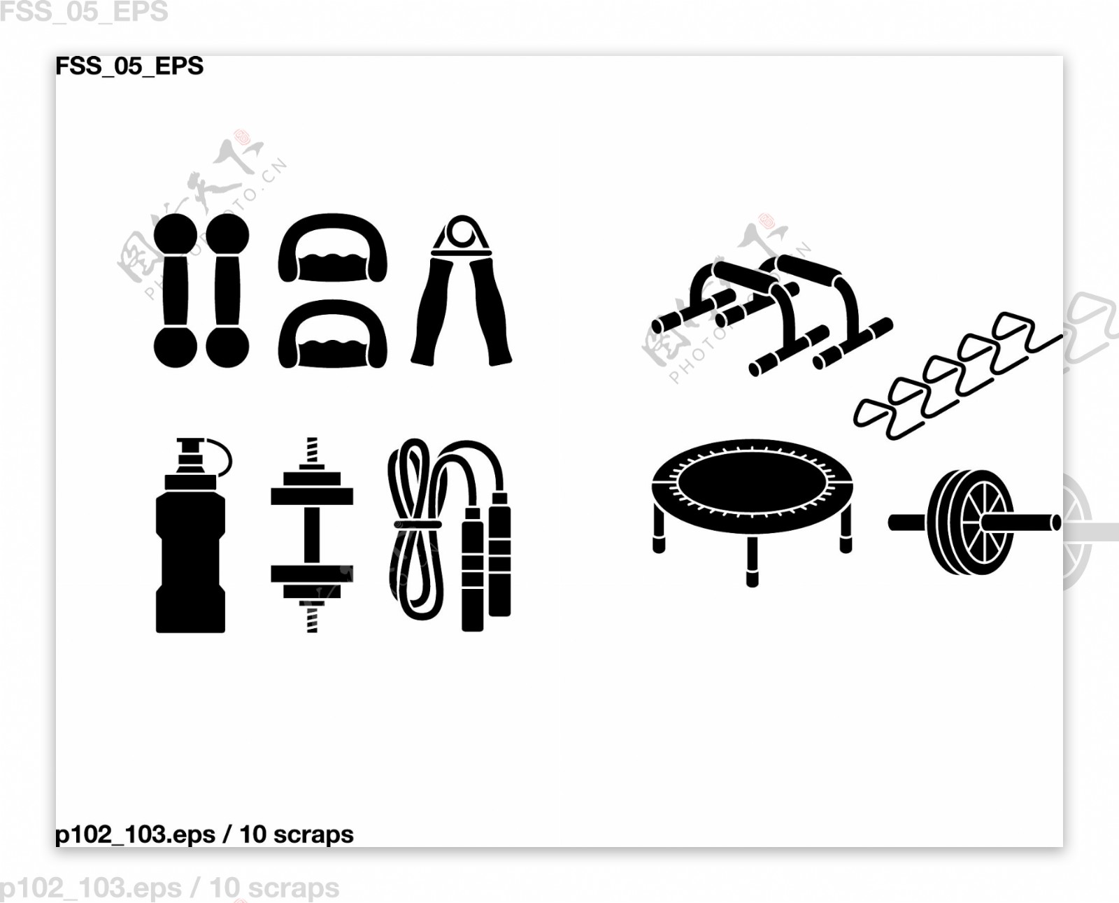各种图形元素矢量素材体育器材设备的类型51个元素