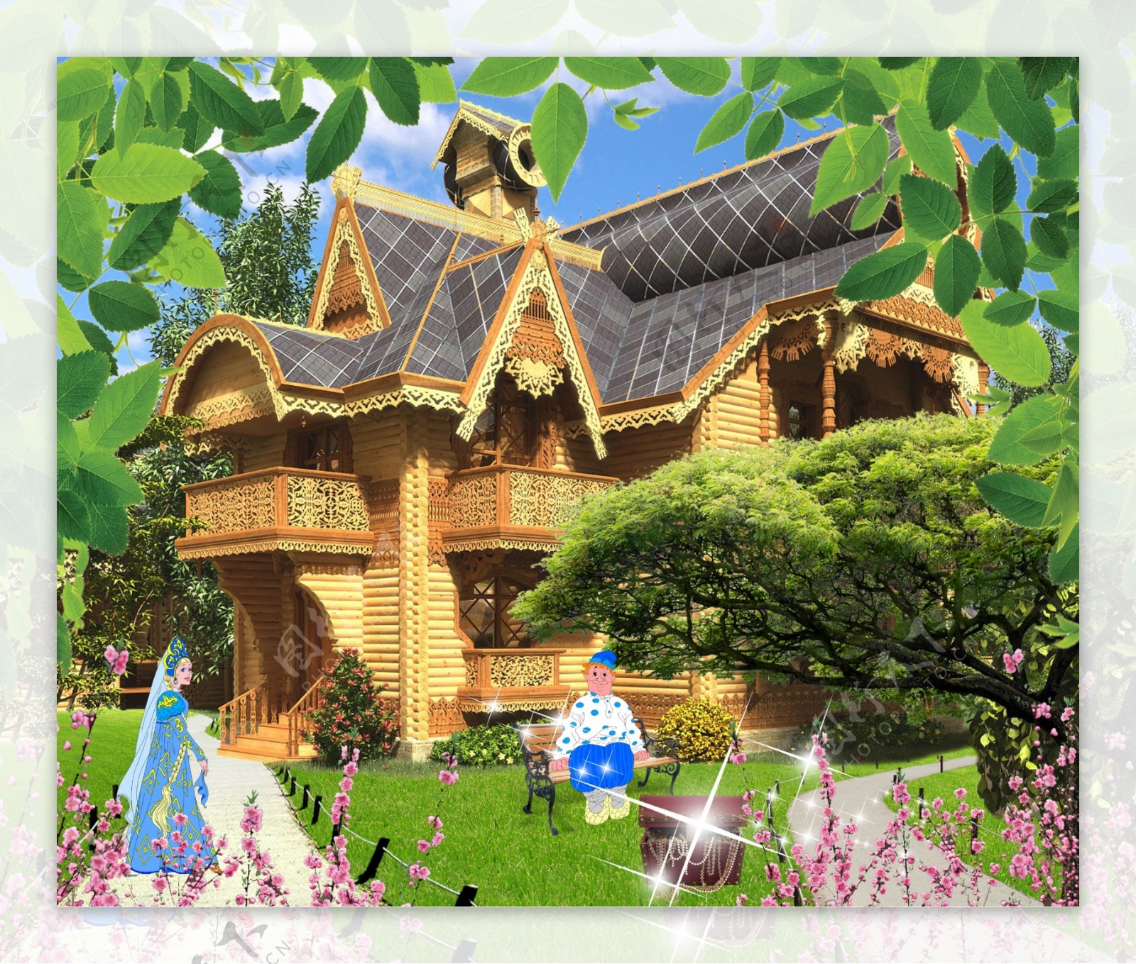 童话世界花园别墅景观PSD分层模板