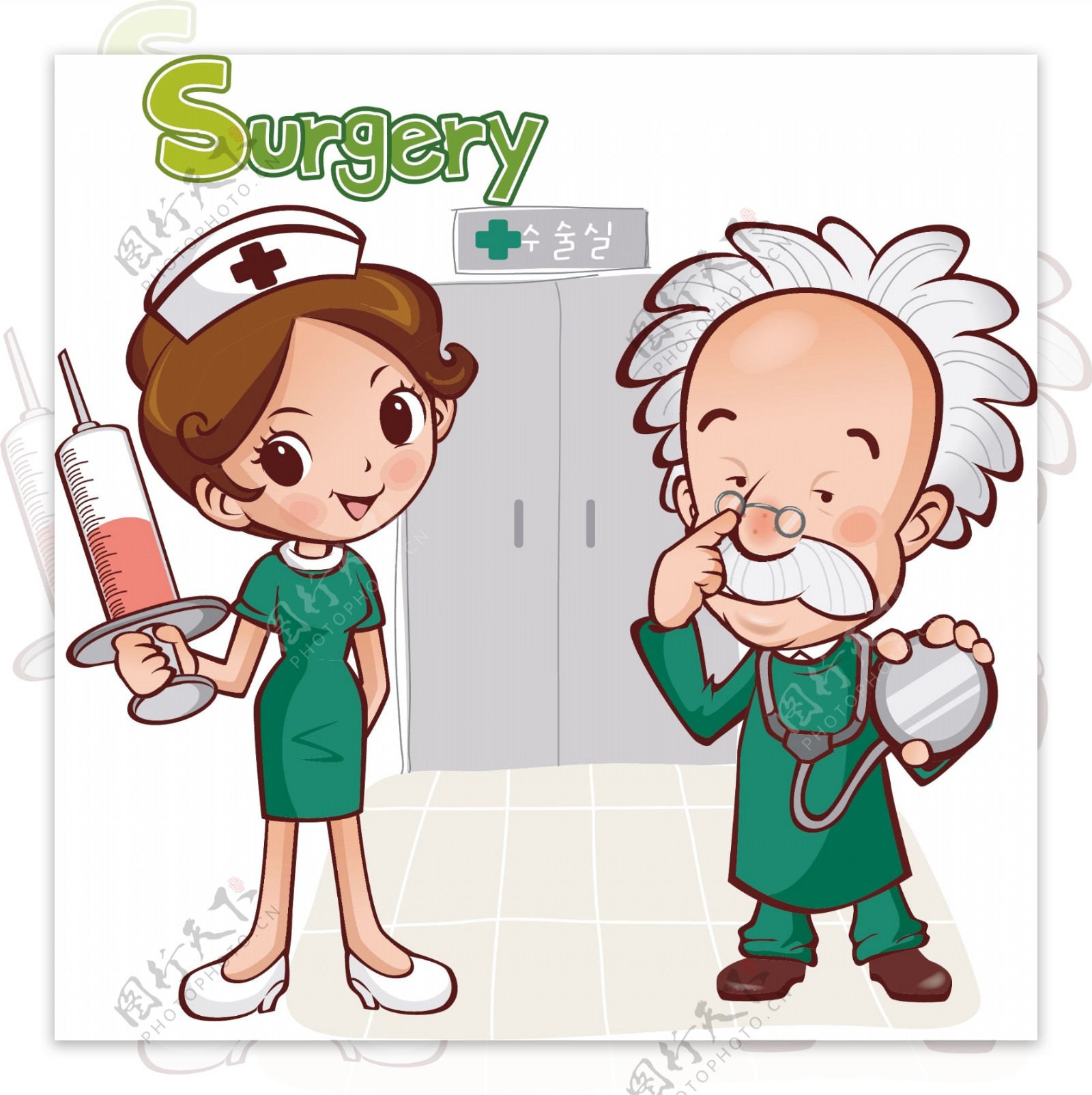 医生小护士医院卡通动漫插画图片