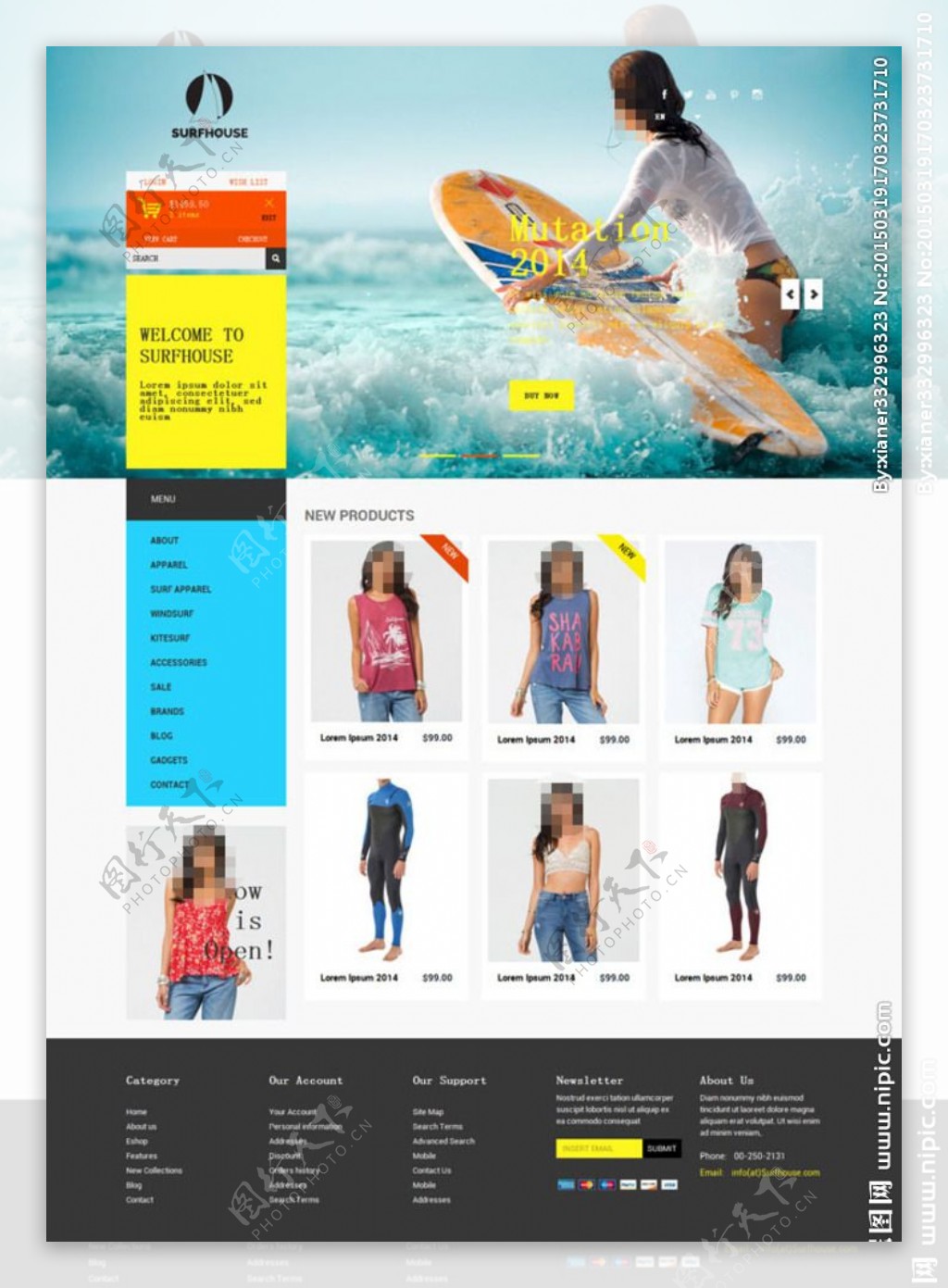 冲浪服饰销售网站模板图片