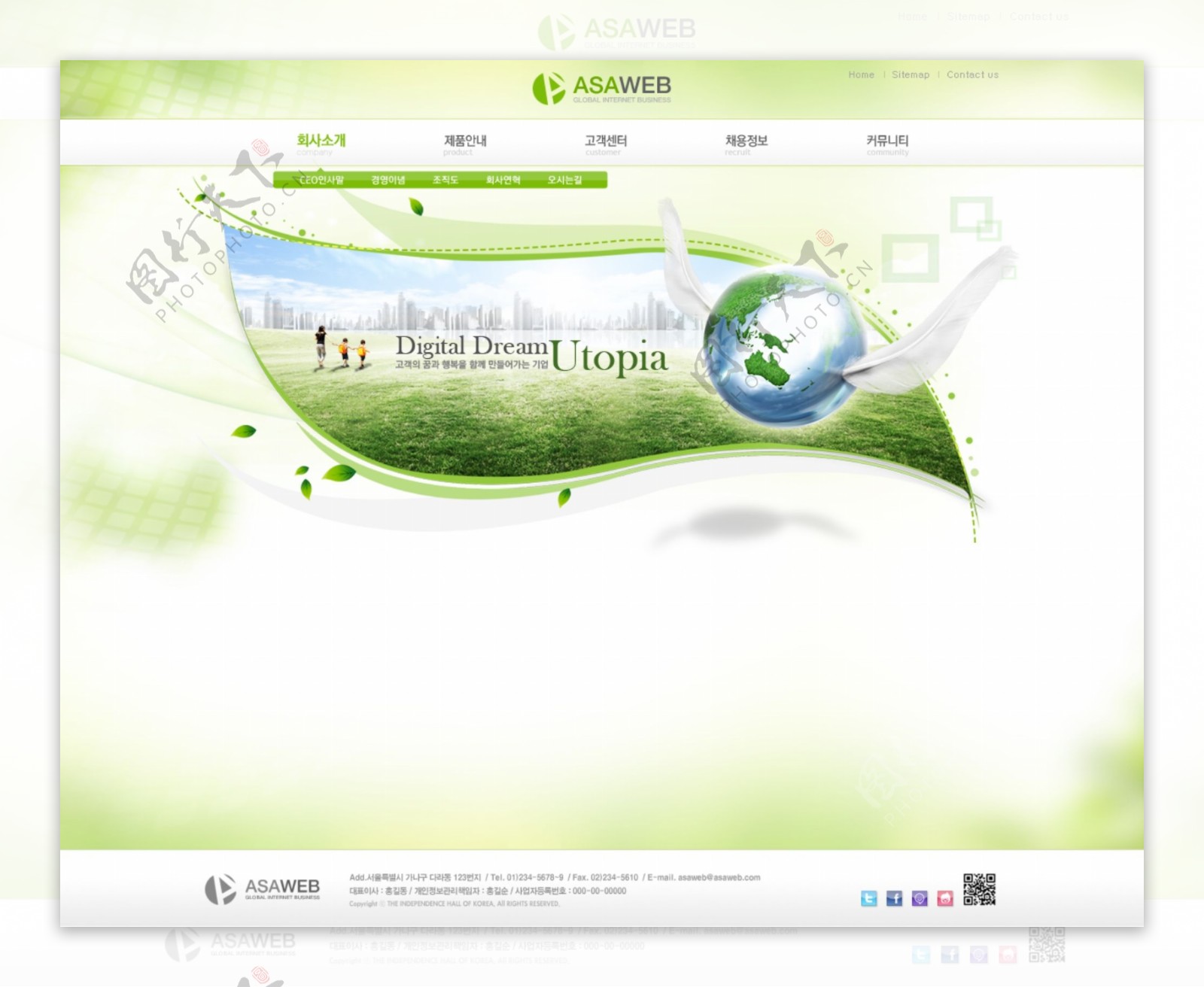绿色界面素材cad网页模板