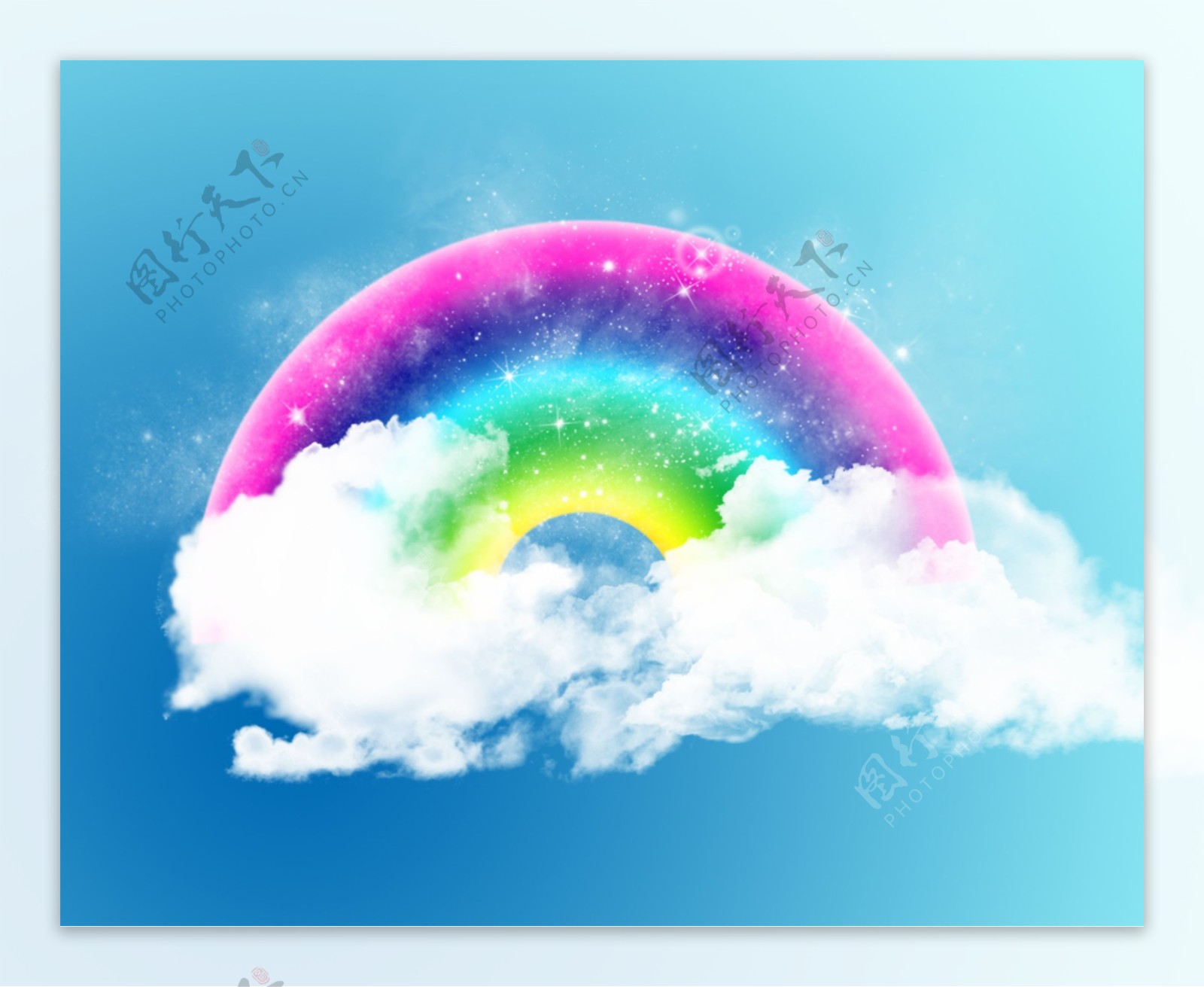 蓝天白云明亮背景弯弯的七色彩虹壁纸幸运美好心情好图片下载 - 觅知网