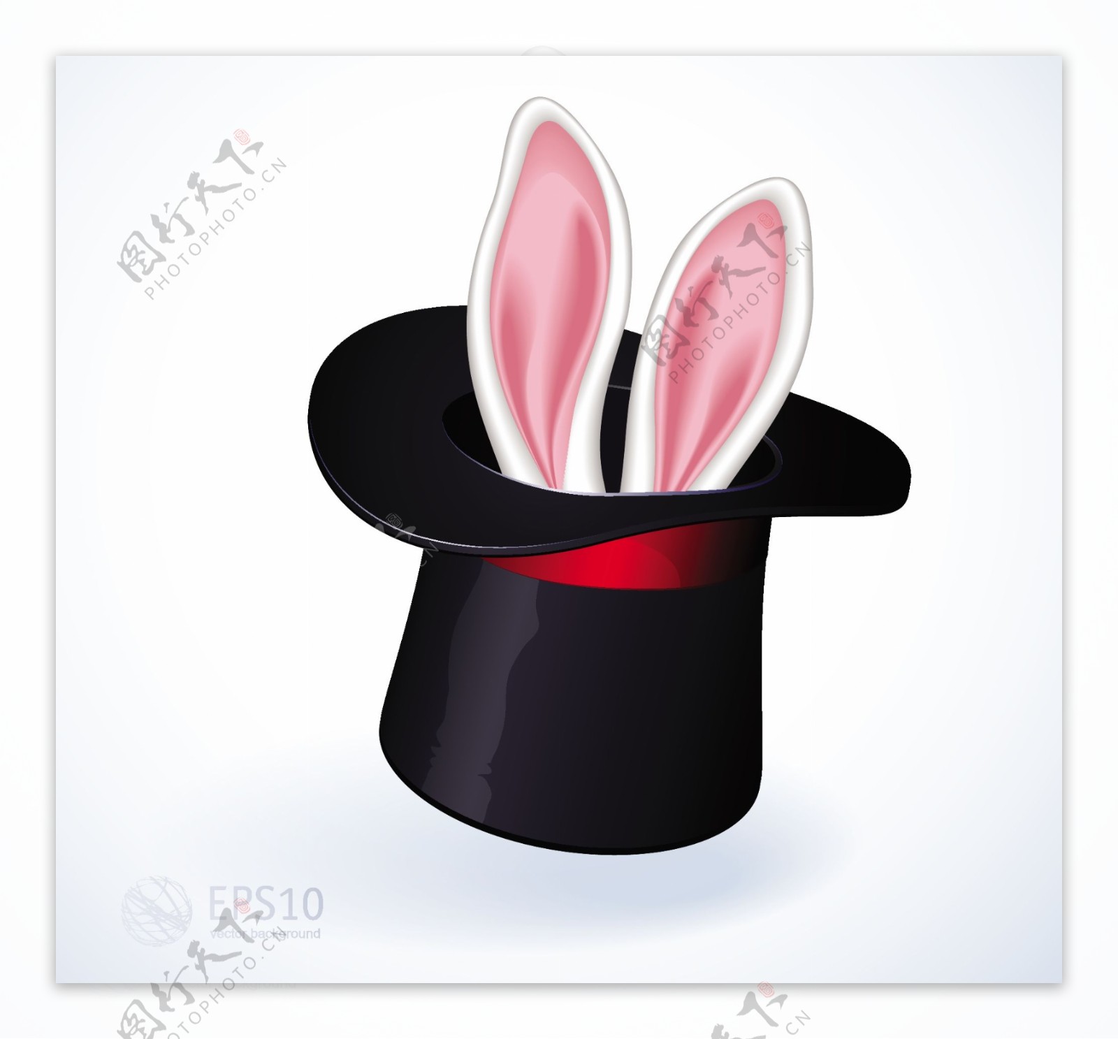 兔子耳朵出现从魔术帽子矢量