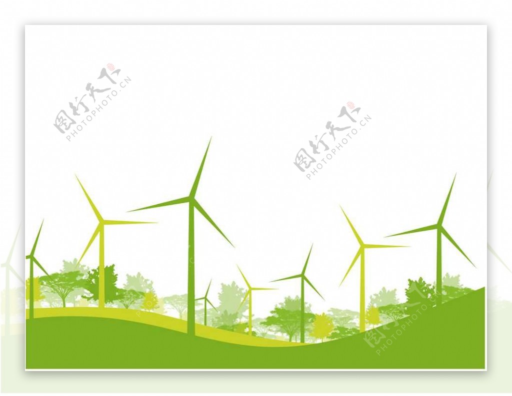 绿色能源风车ppt模板