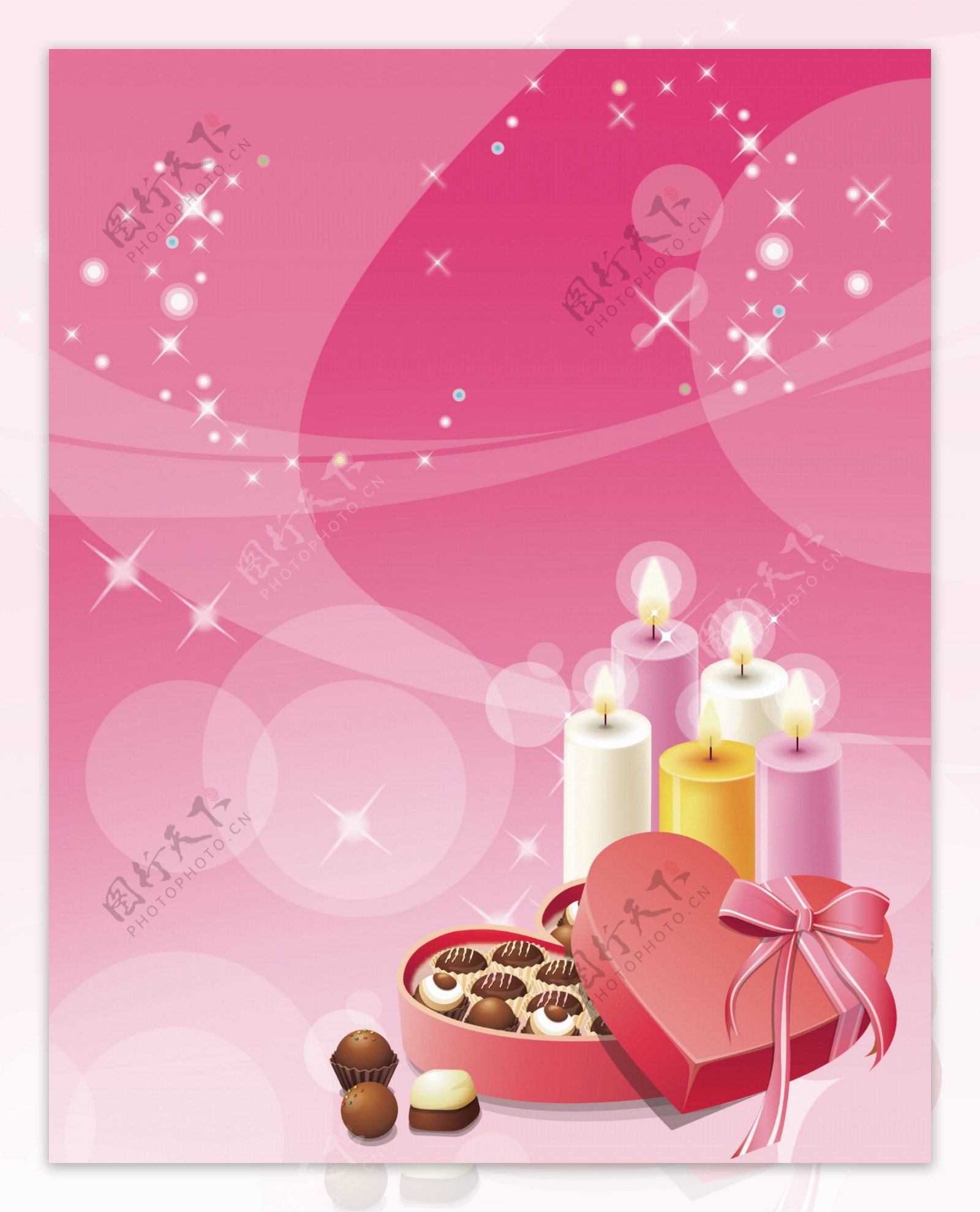 蜡烛巧克力粉色梦幻移门图片