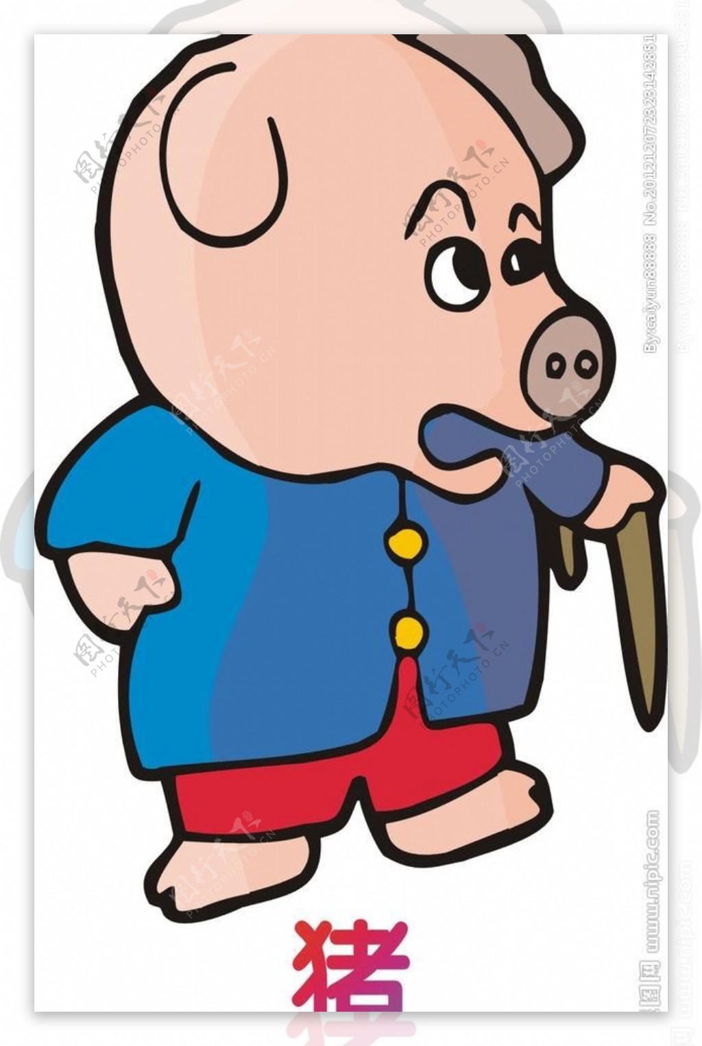 彩色十二生肖卡通猪图片