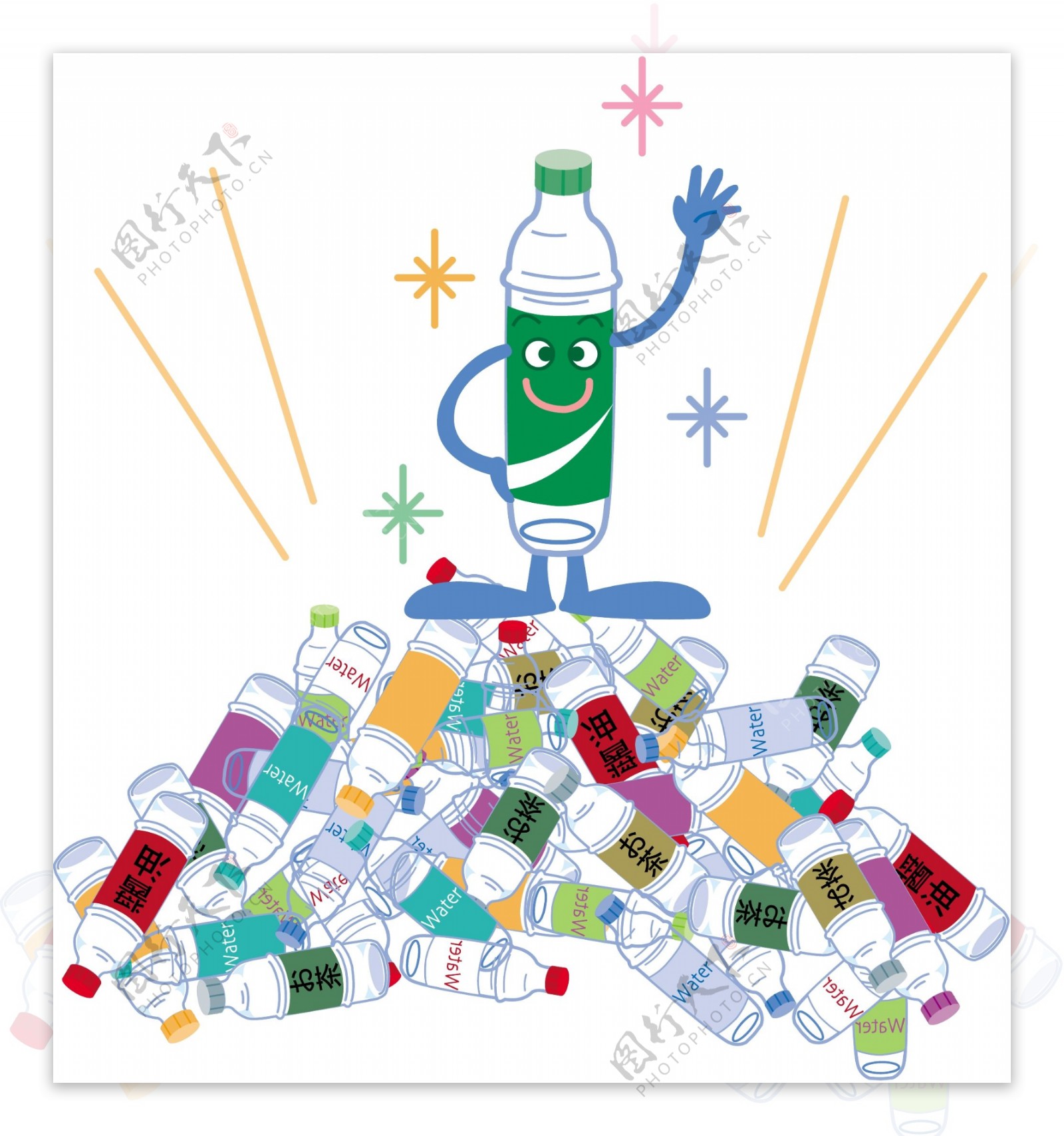 垃圾分类垃圾分类标识标志卡通垃圾分类环保回收箱图片素材免费下载 - 觅知网