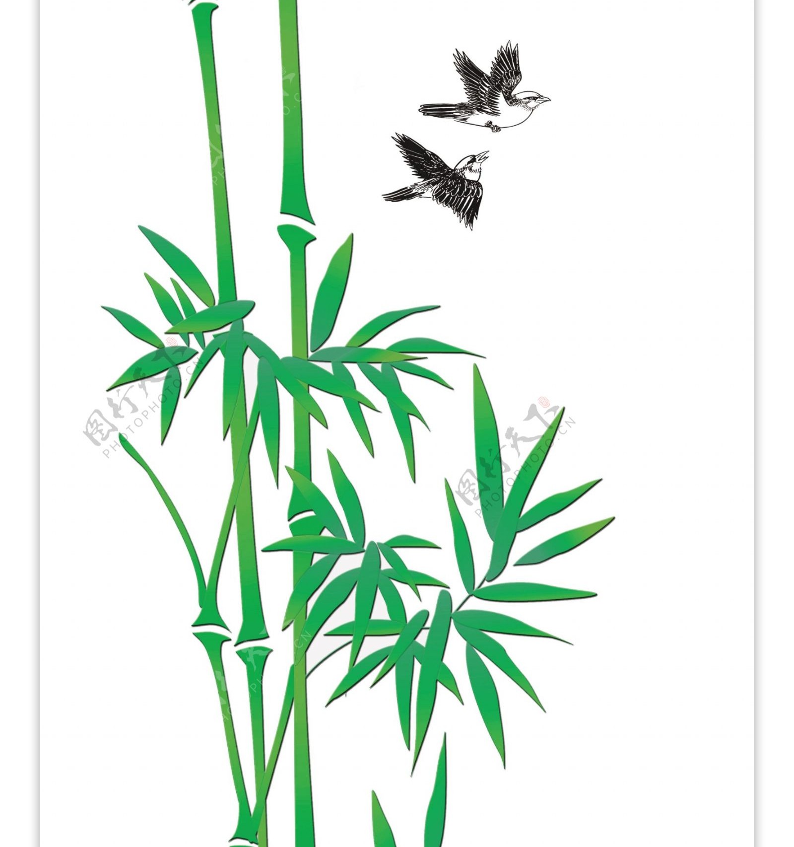 翠竹喜鹊图图片
