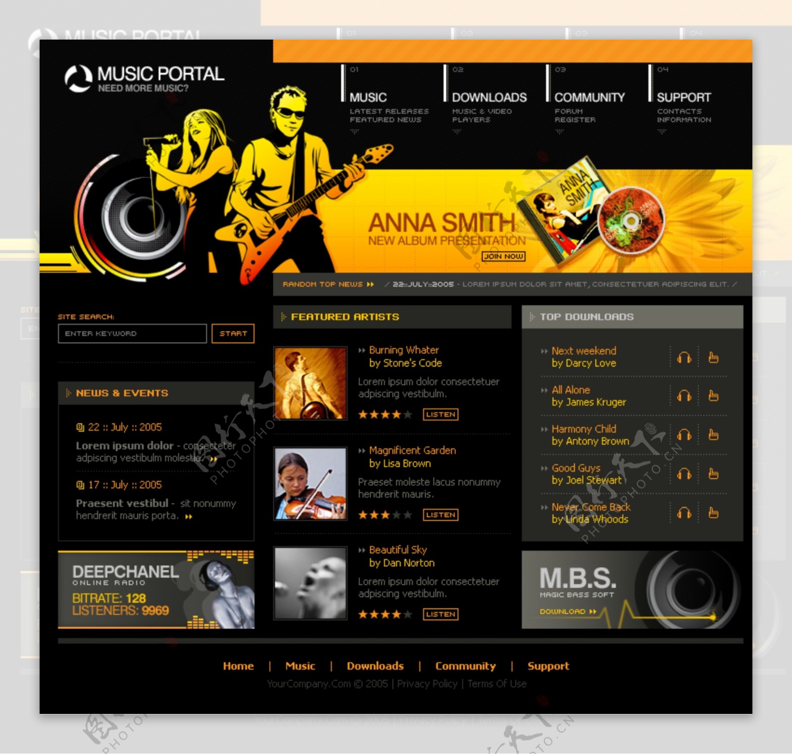 音乐唱片公司网页模板