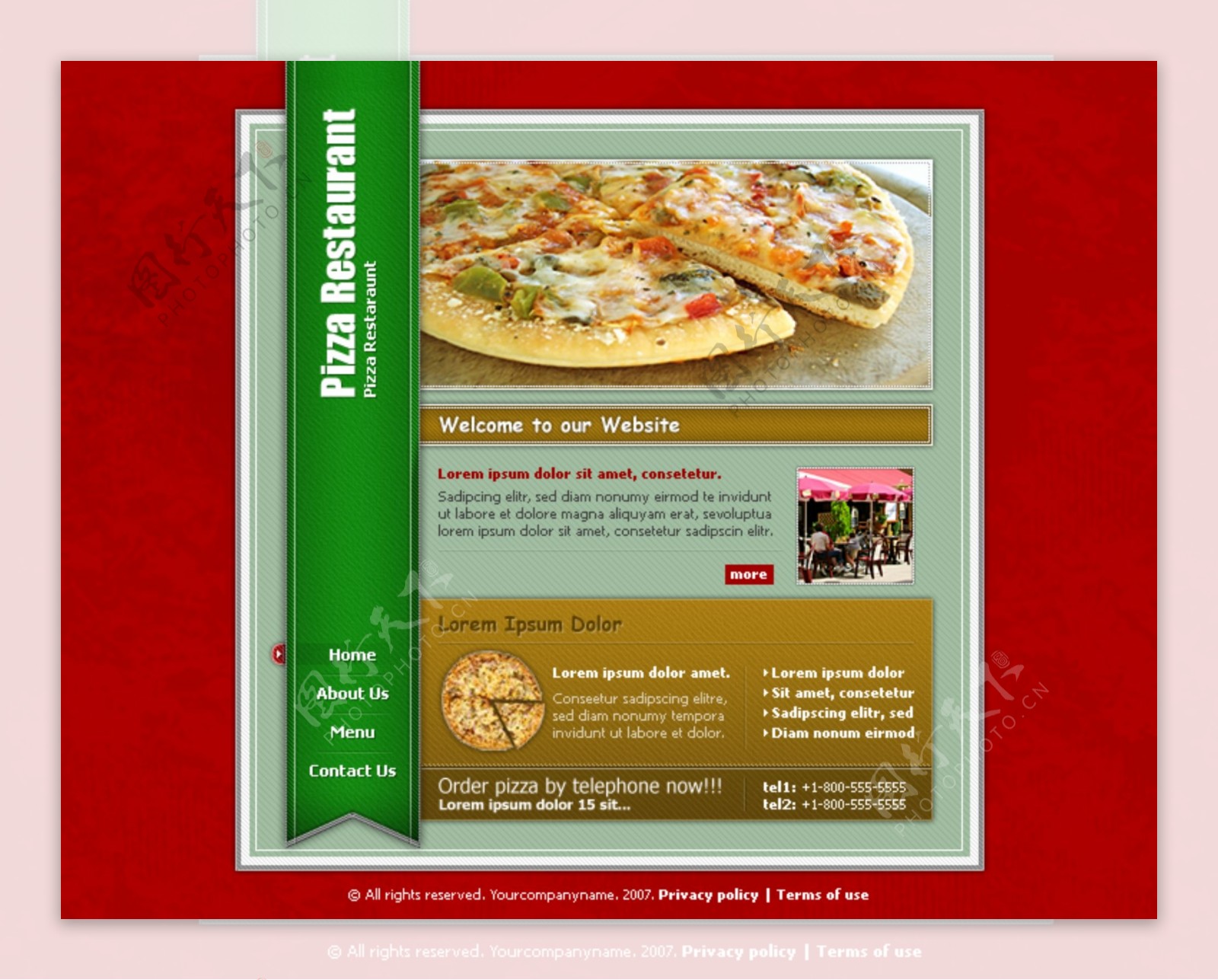 美食餐厅网页模版绿色披萨比萨图片