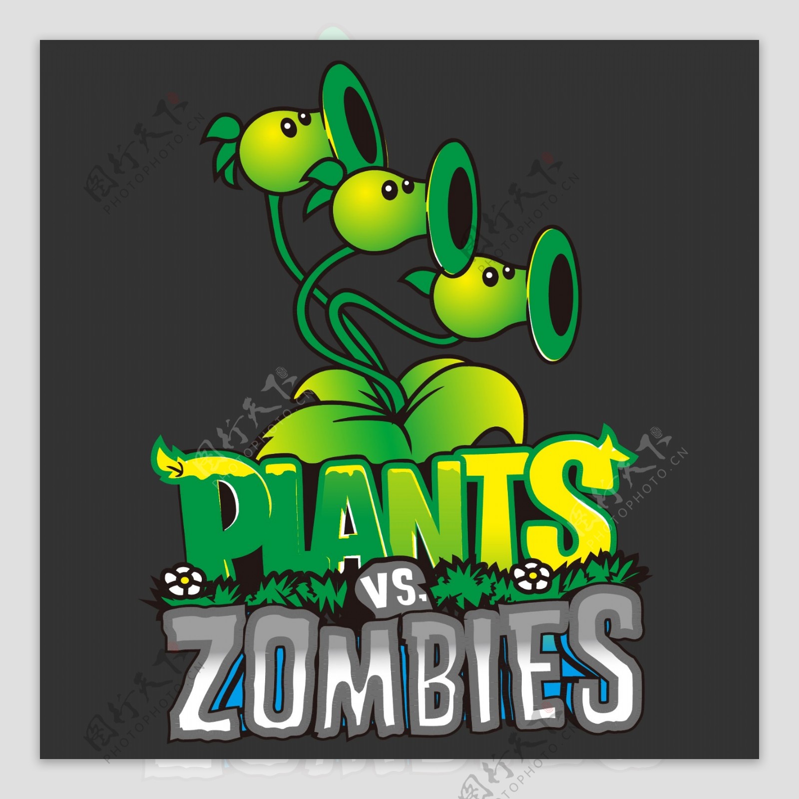 印花矢量图T恤图案卡通形象热门游戏植物大战僵尸免费素材
