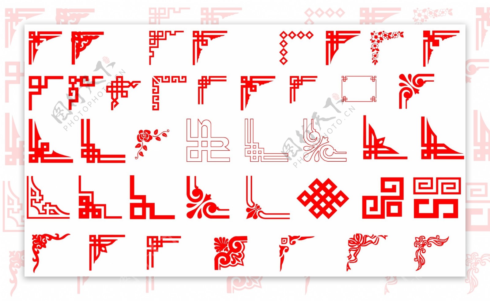 古典边框花纹中国风素材红色边框