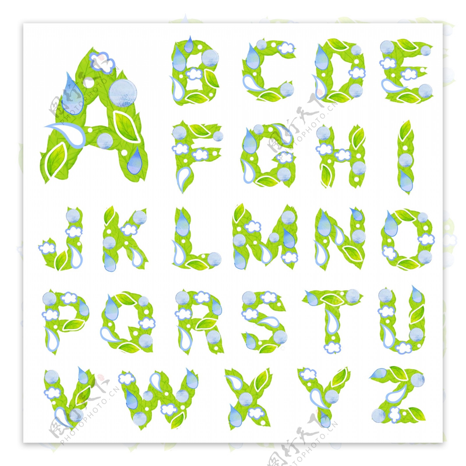 绿色英文字母图片
