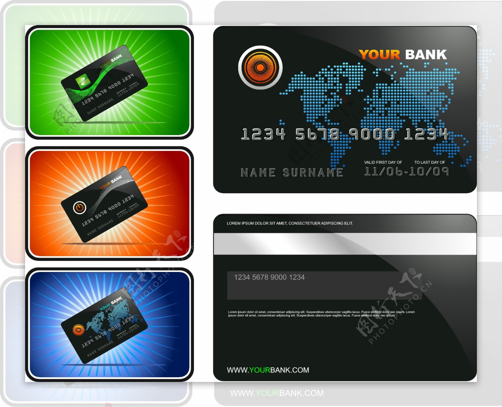 银行信用卡模板矢量素材