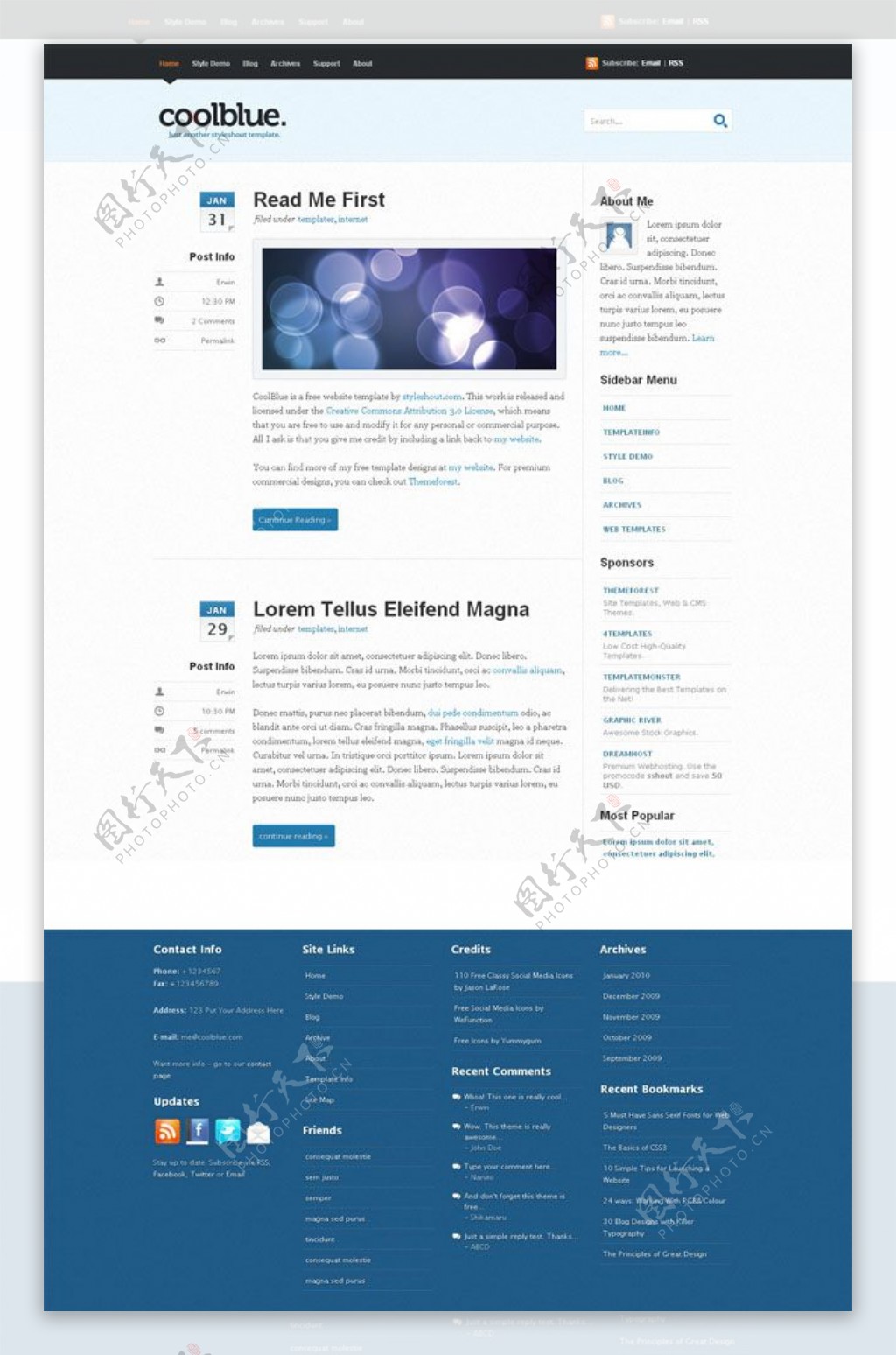 酷蓝风格Html5网站模板