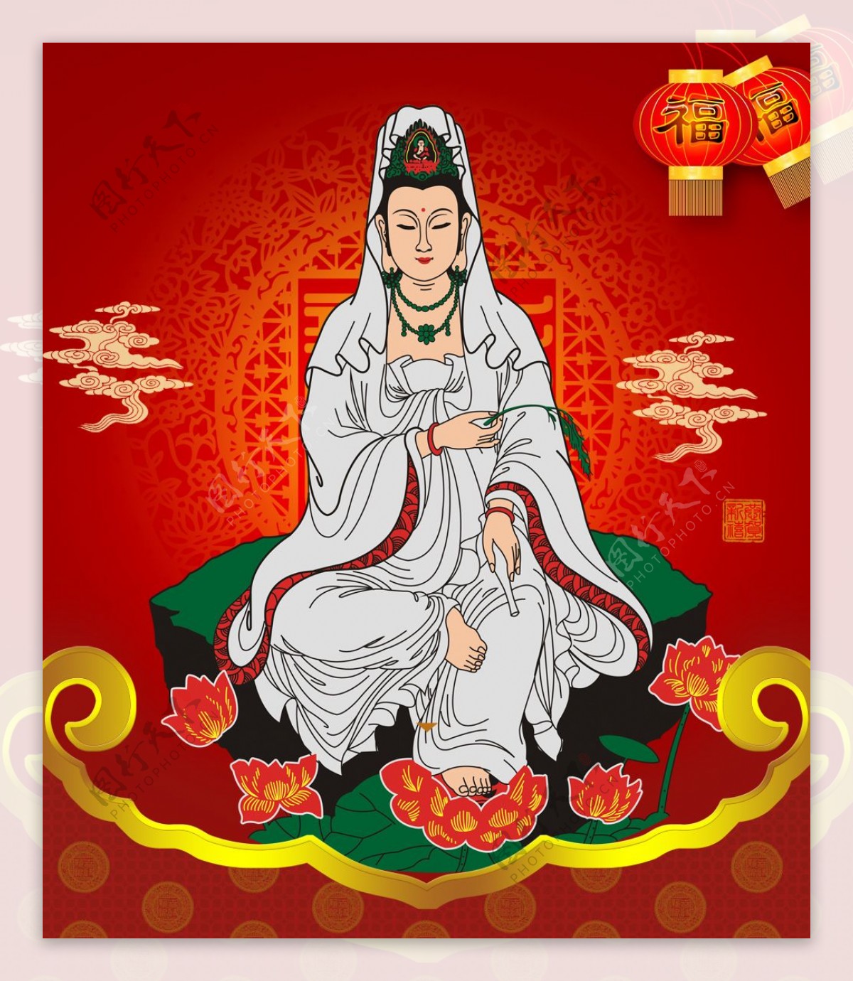 传统佛教观音菩萨PSD图片素