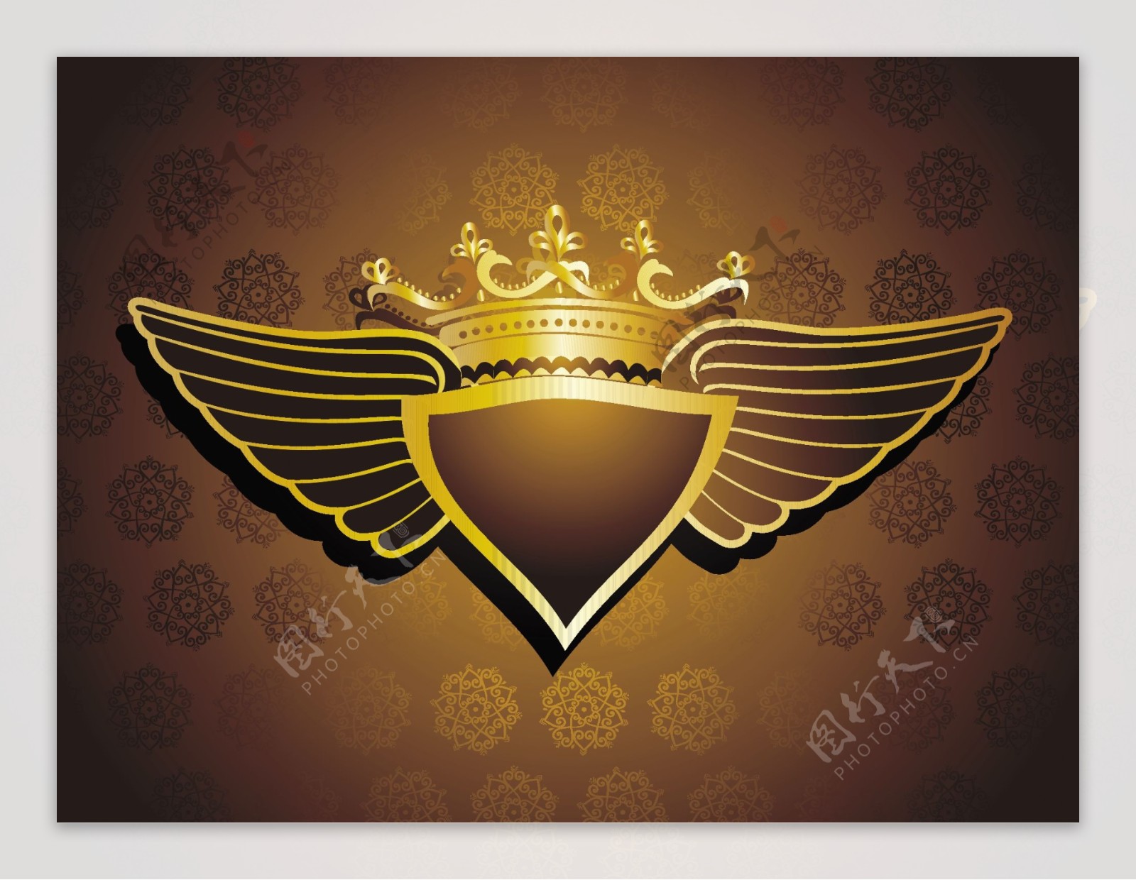 冠的翅膀图案背景矢量素材
