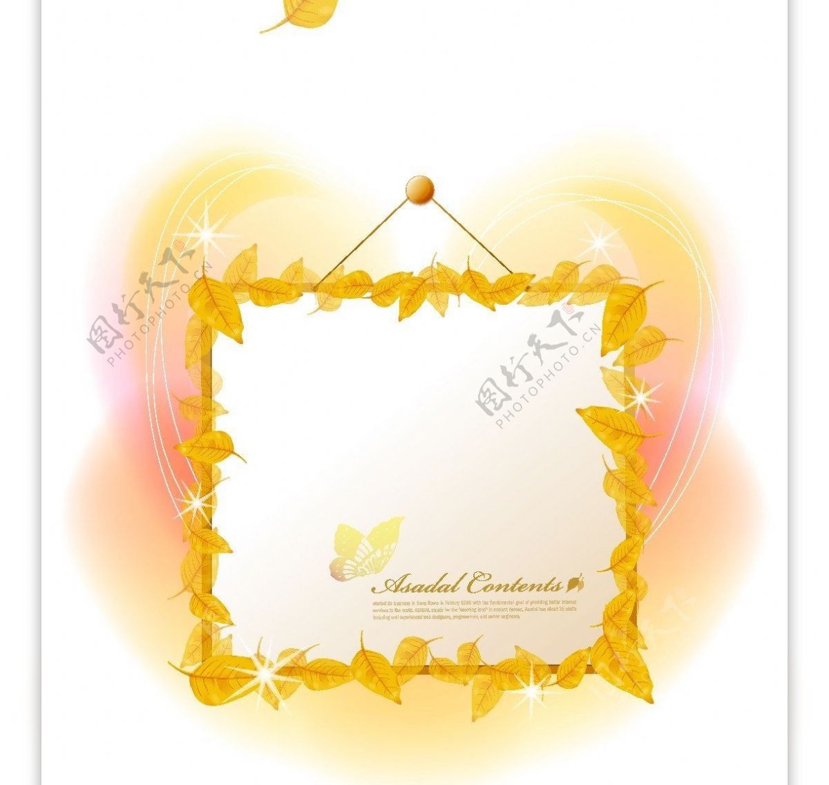 矢量图金黄色树叶装饰边框