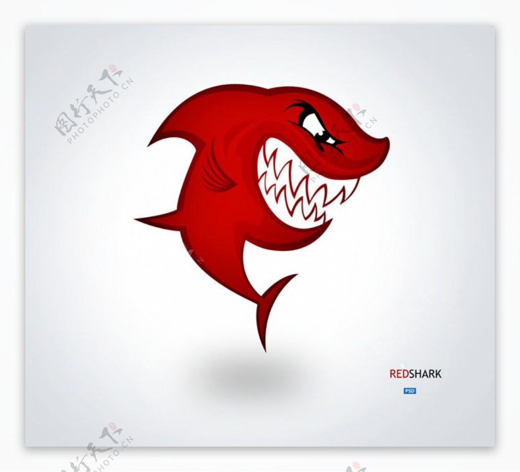 红色卡通大鲨鱼图标