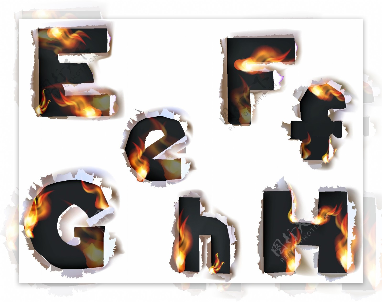 撕纸燃烧火焰字母图片