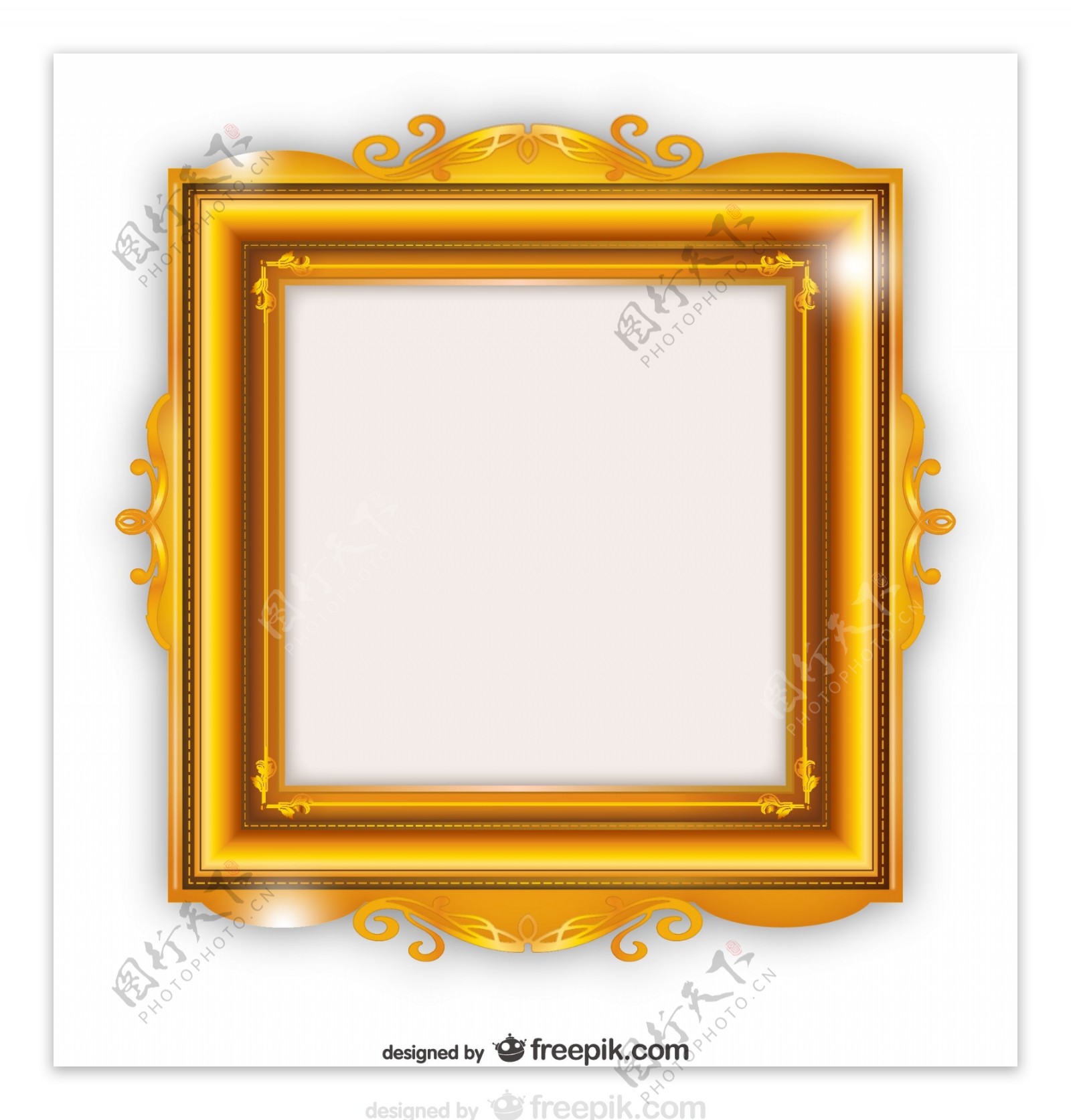 金色相框设计矢量素材.