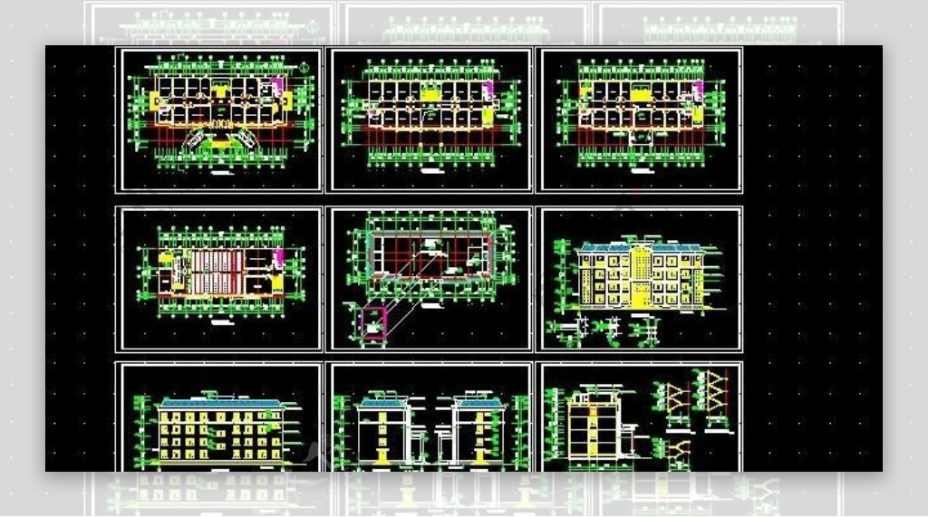 四层城镇镇小型简易办公楼建筑施工图