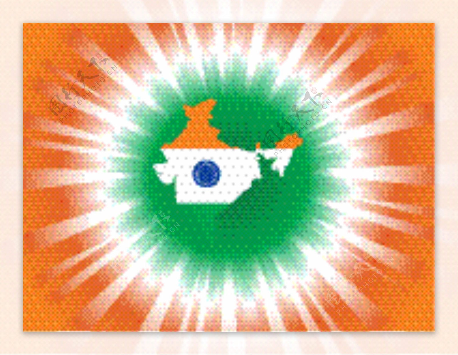 在地图的形状印度国旗隔离在数字背景