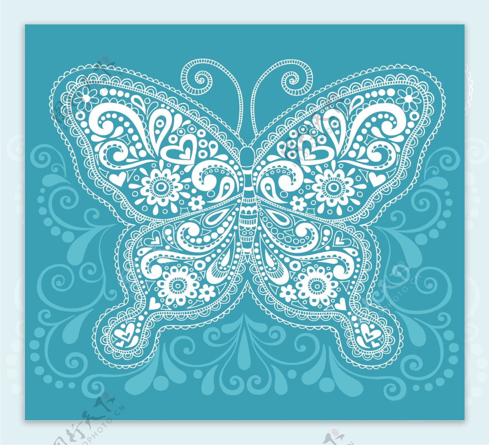 蓝蝴蝶矢量素材纤细的身材