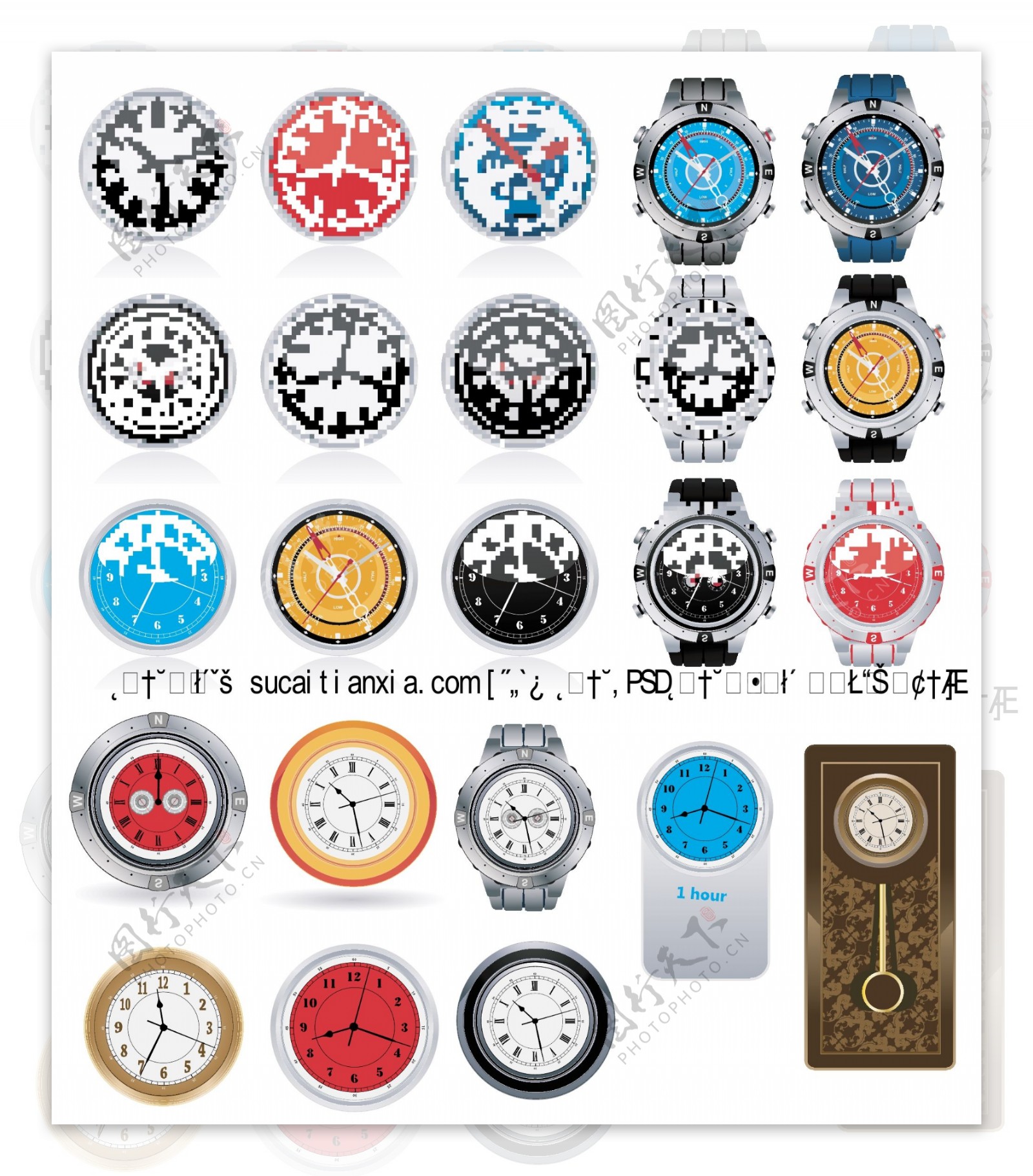 时钟手表设计矢量素材