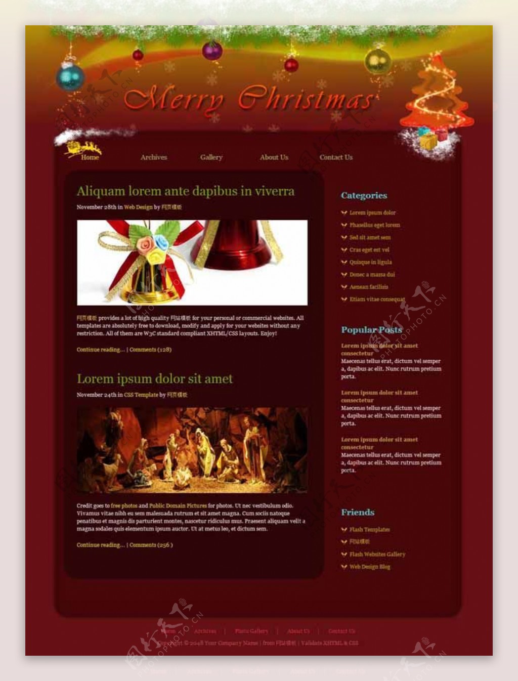 圣诞博客CSS网页模板