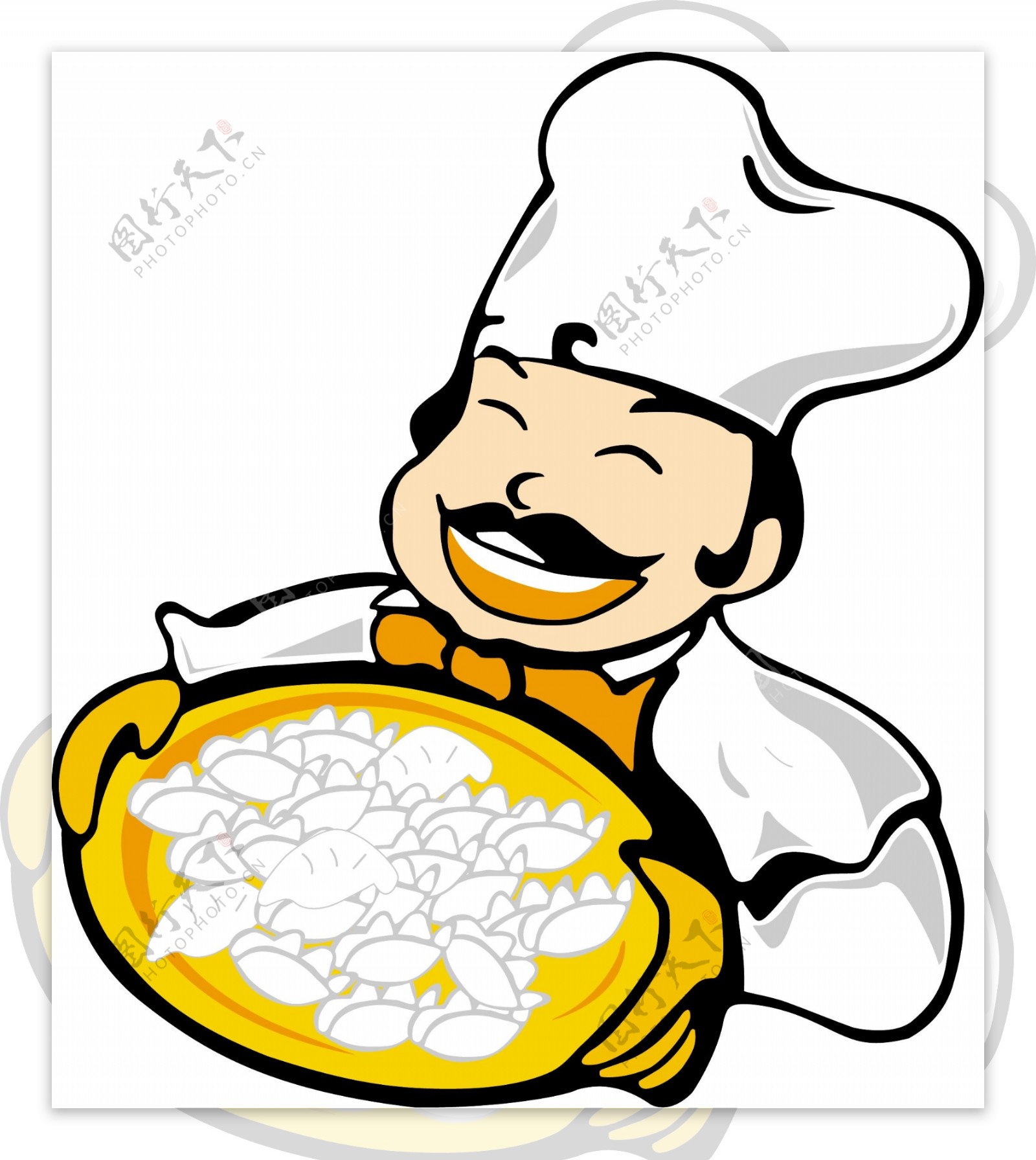 端水饺的卡通厨师