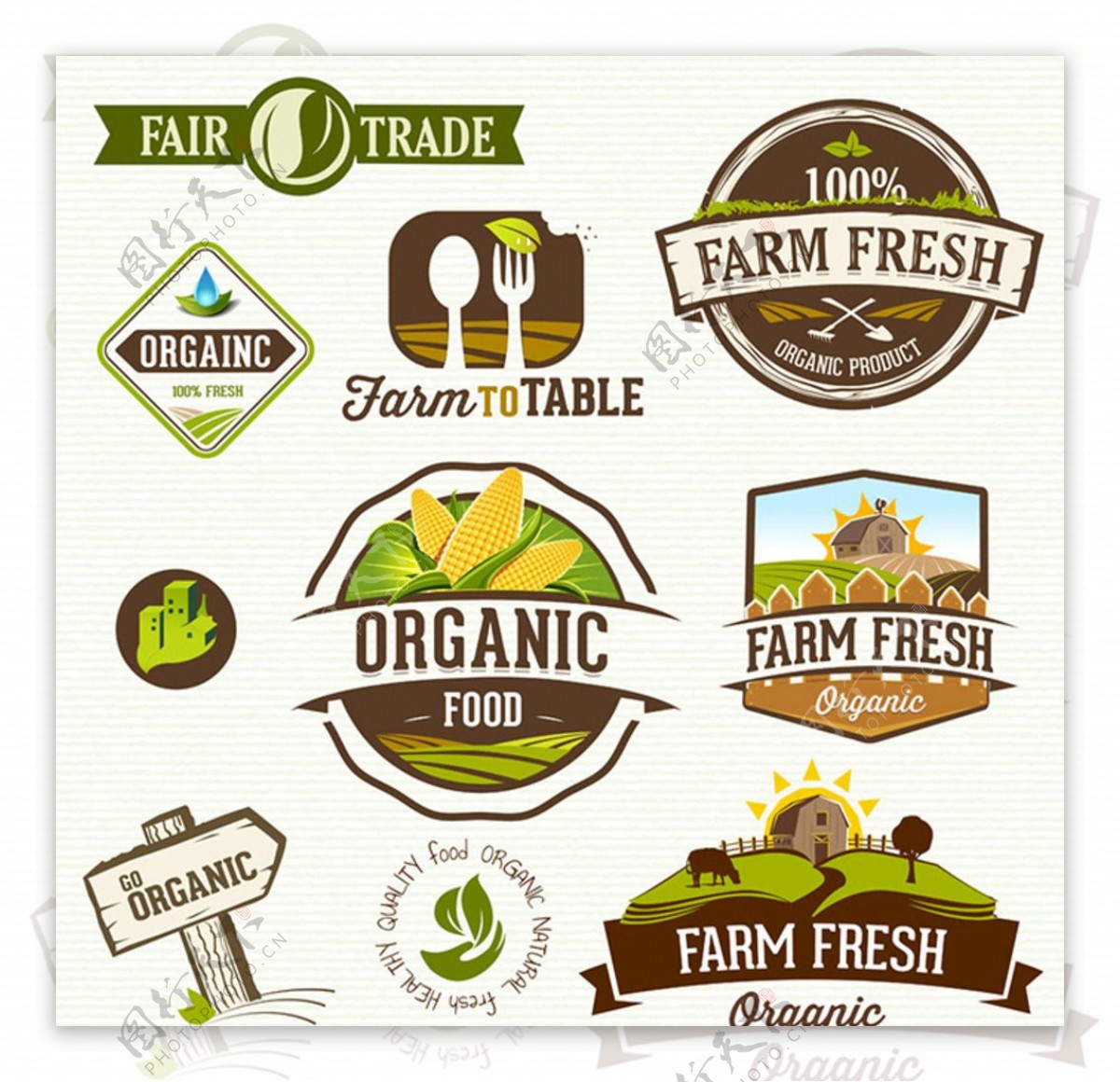 时尚农场绿色标志图片