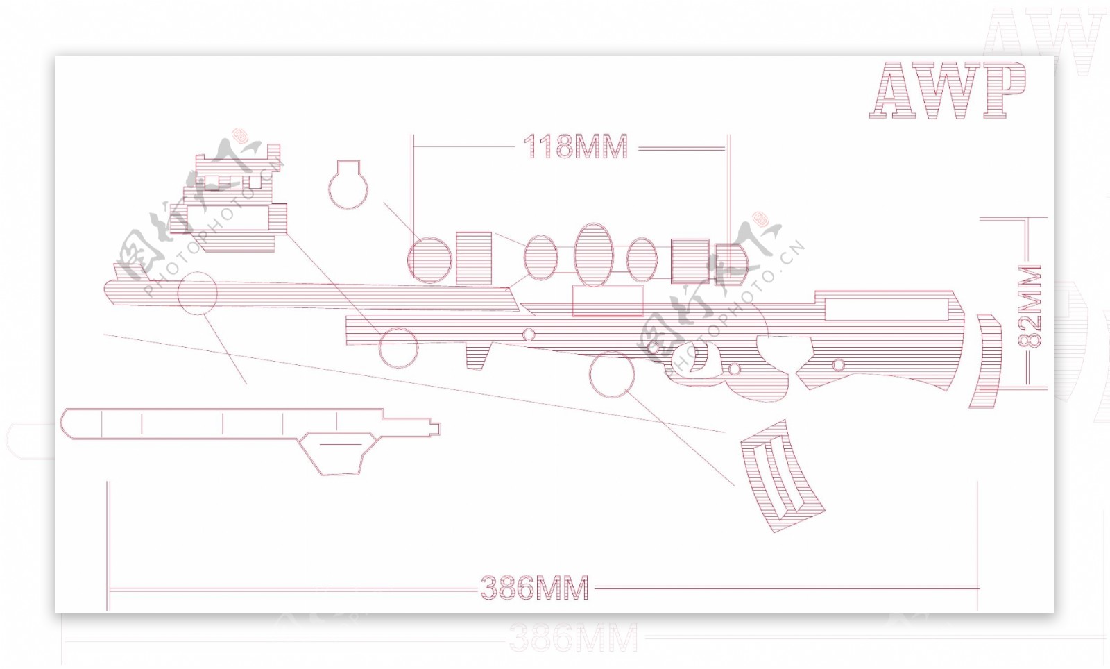 AWP矢量枪械结构剖视图图片