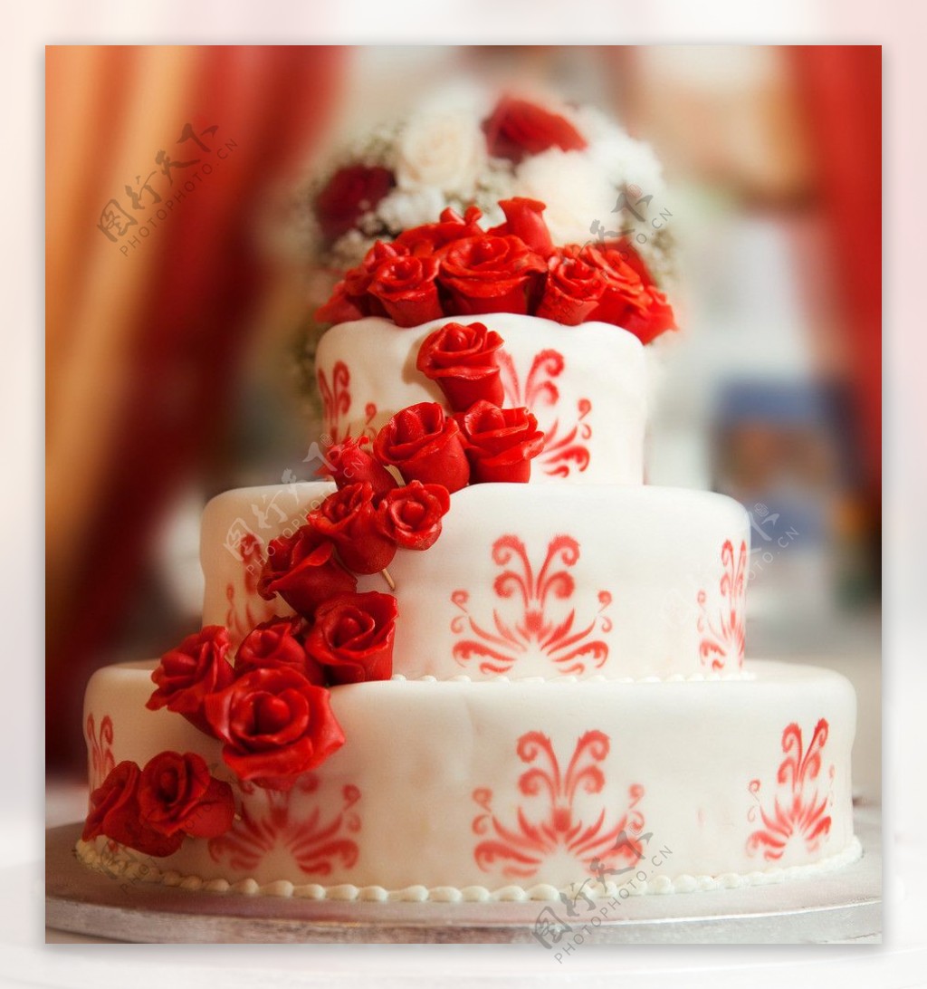 玫瑰婚礼蛋糕图片