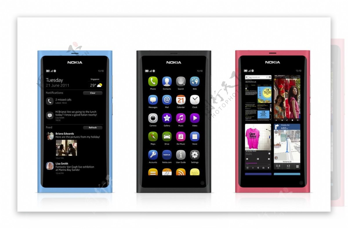 诺基亚N9手机三色图片