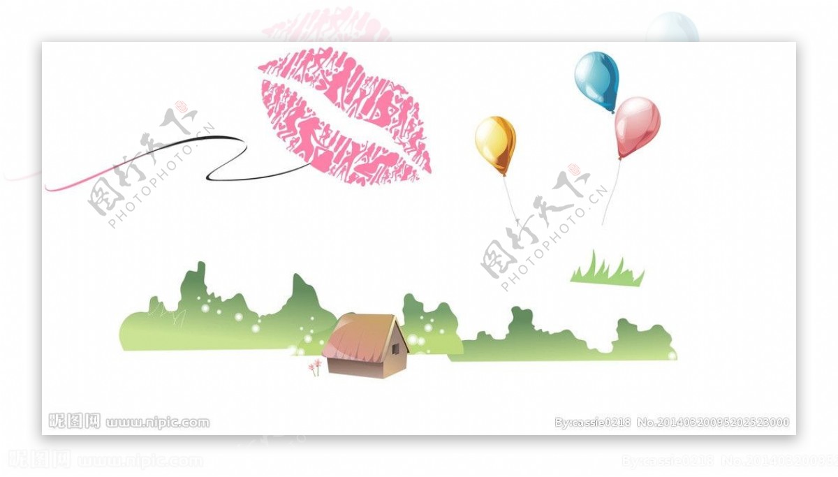 红唇气球卡通图片