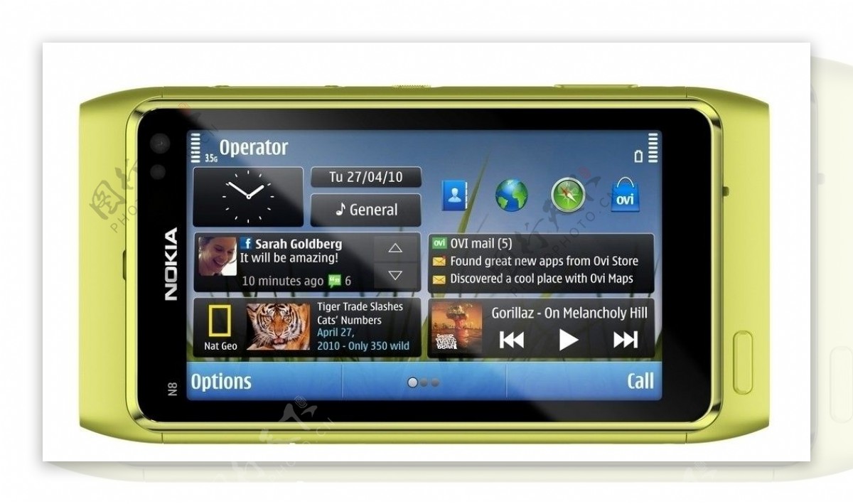 诺基亚n8绿色金属智能手机图片