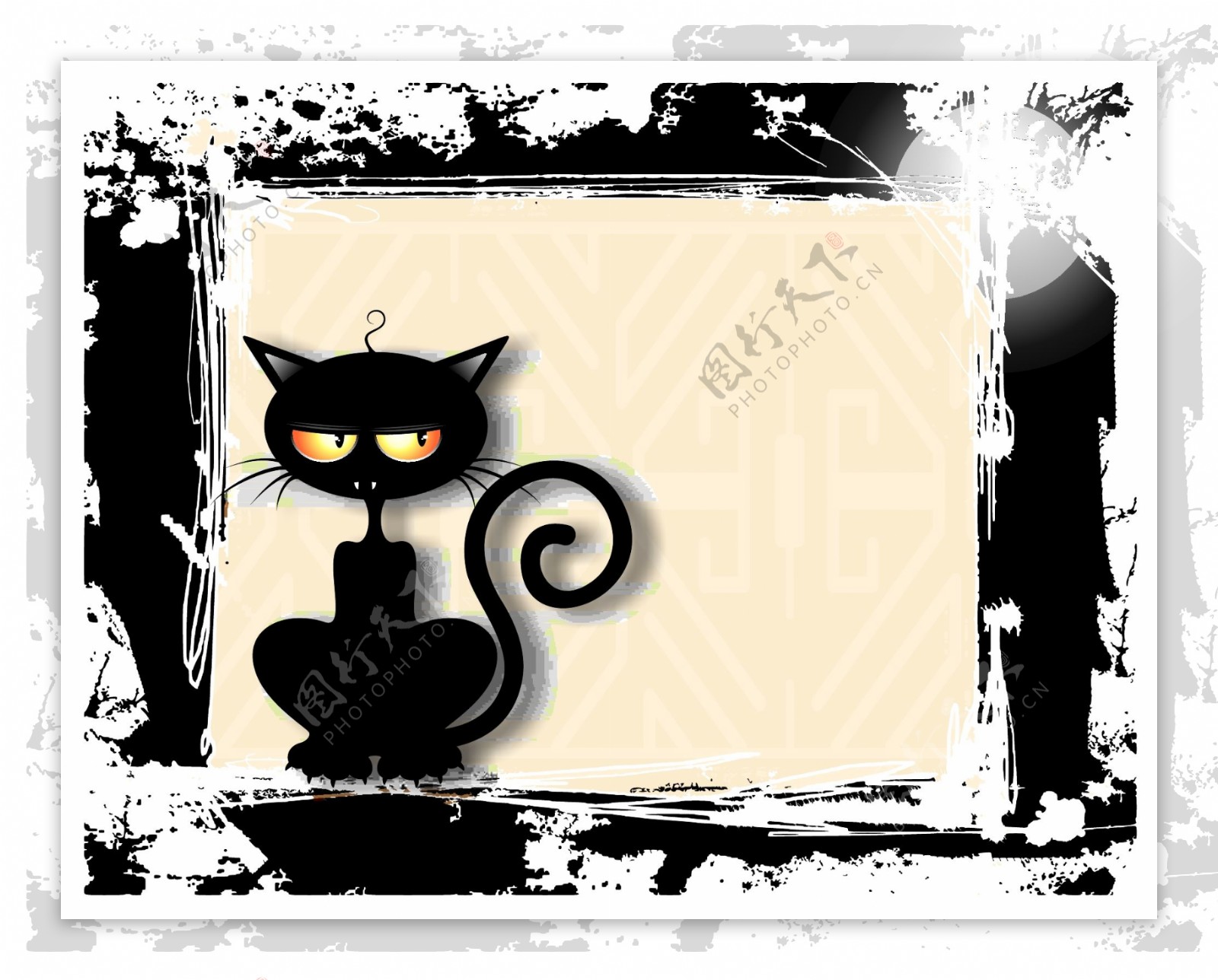 水墨黑猫背景图片