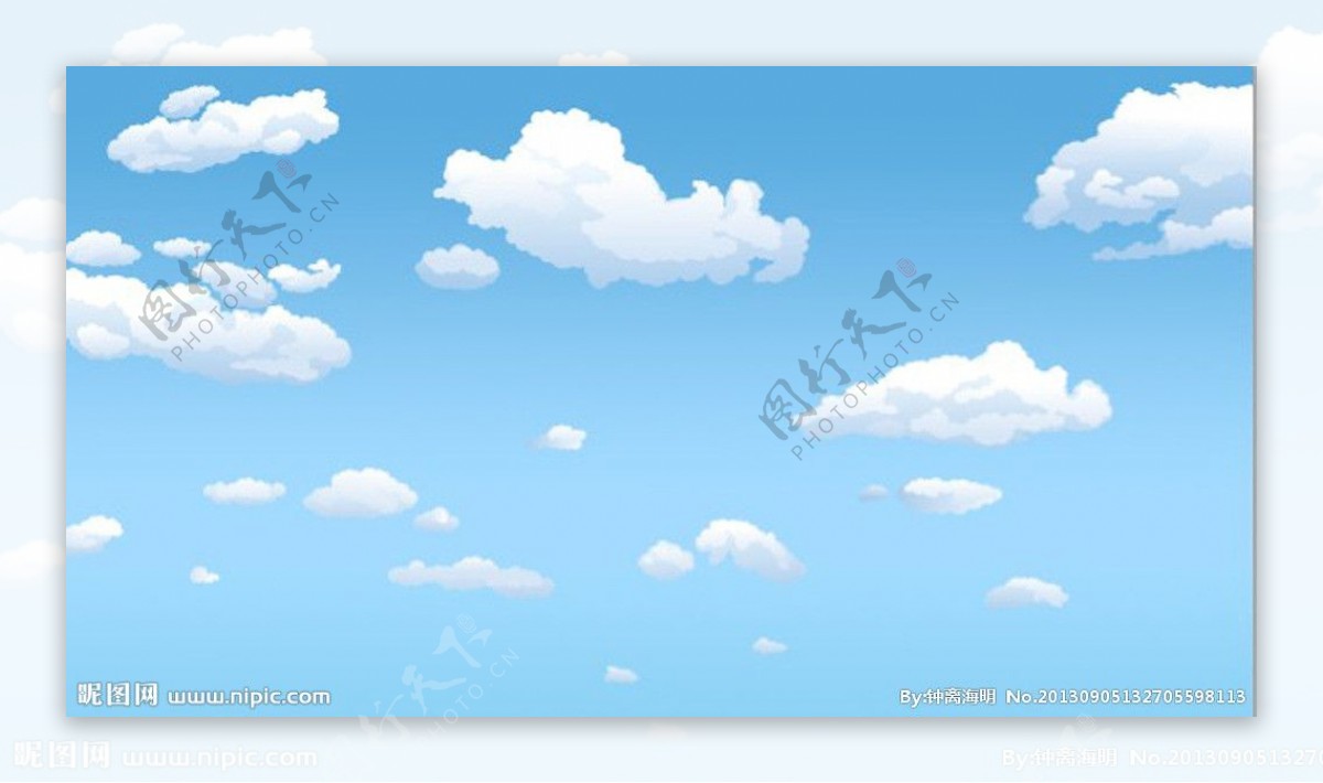 卡通蓝天白云实际像素下非高清图片