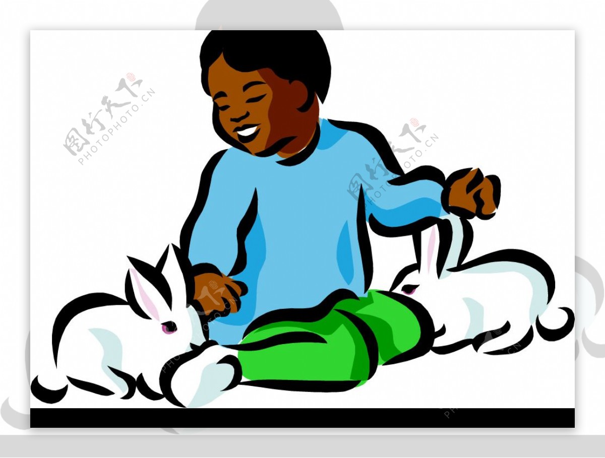 儿童与兔子图片