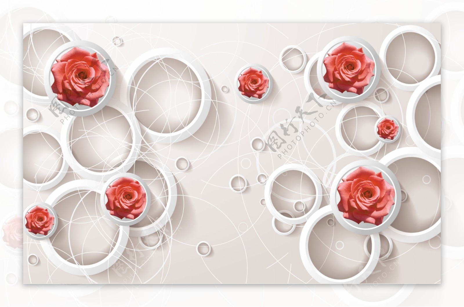 玫瑰立体3D背景墙图片