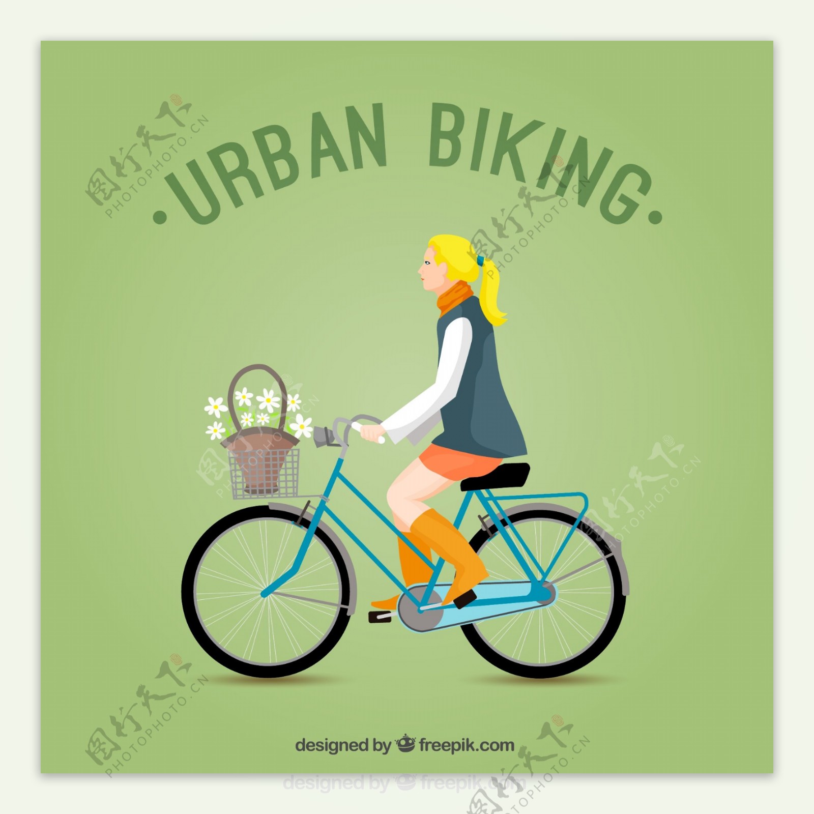 骑自行车的女子图片
