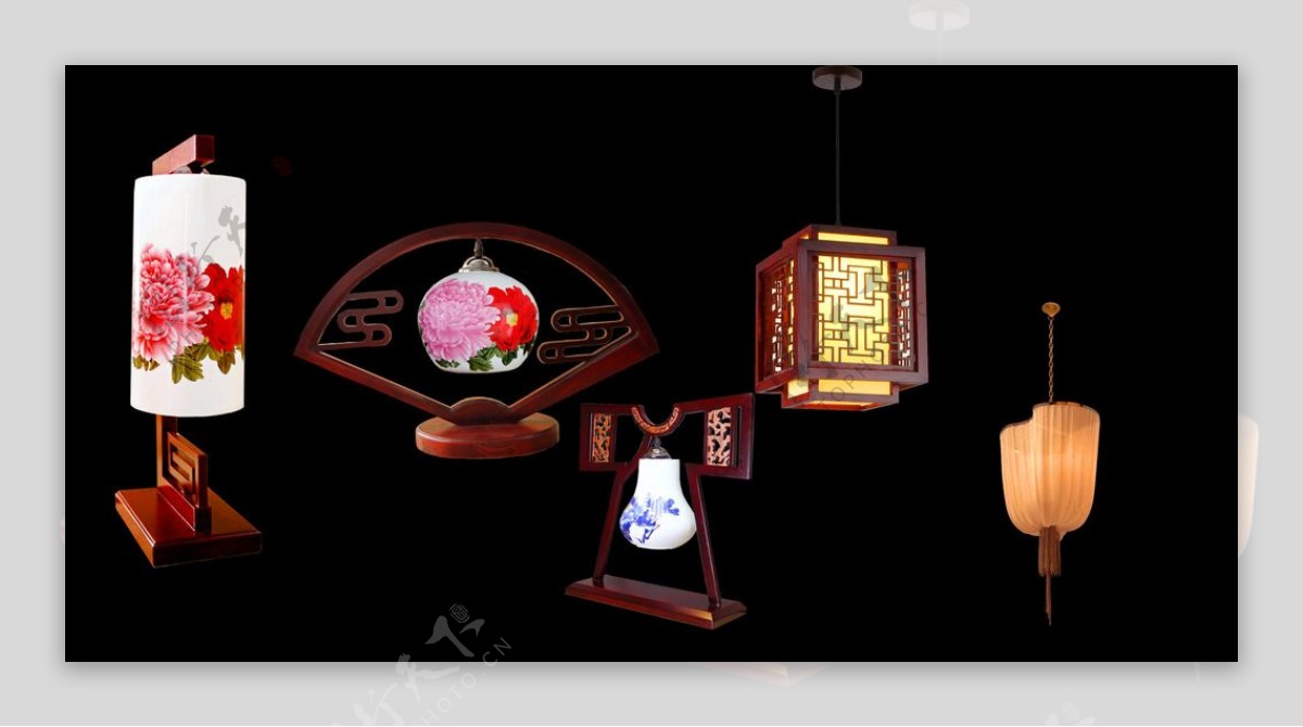 中国风古典灯具灯笼剪影图片