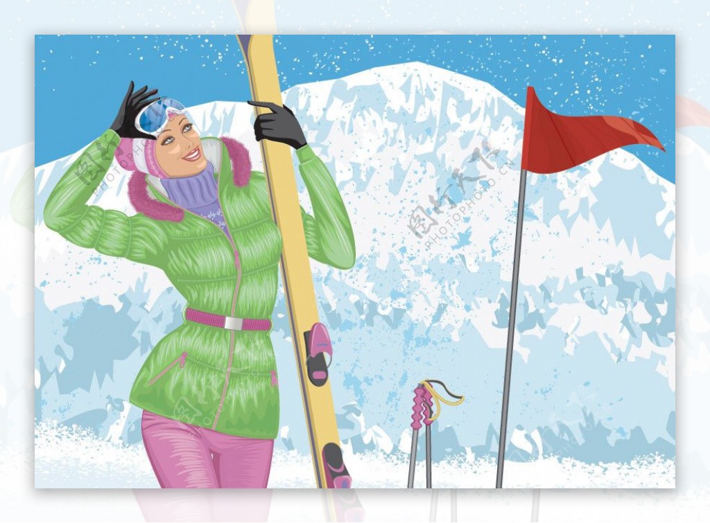 滑雪美女图片