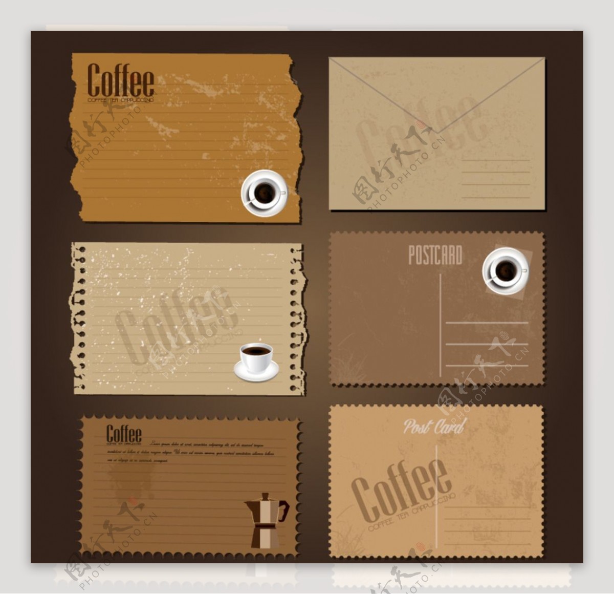 咖啡装饰纸张背景矢量素材图片