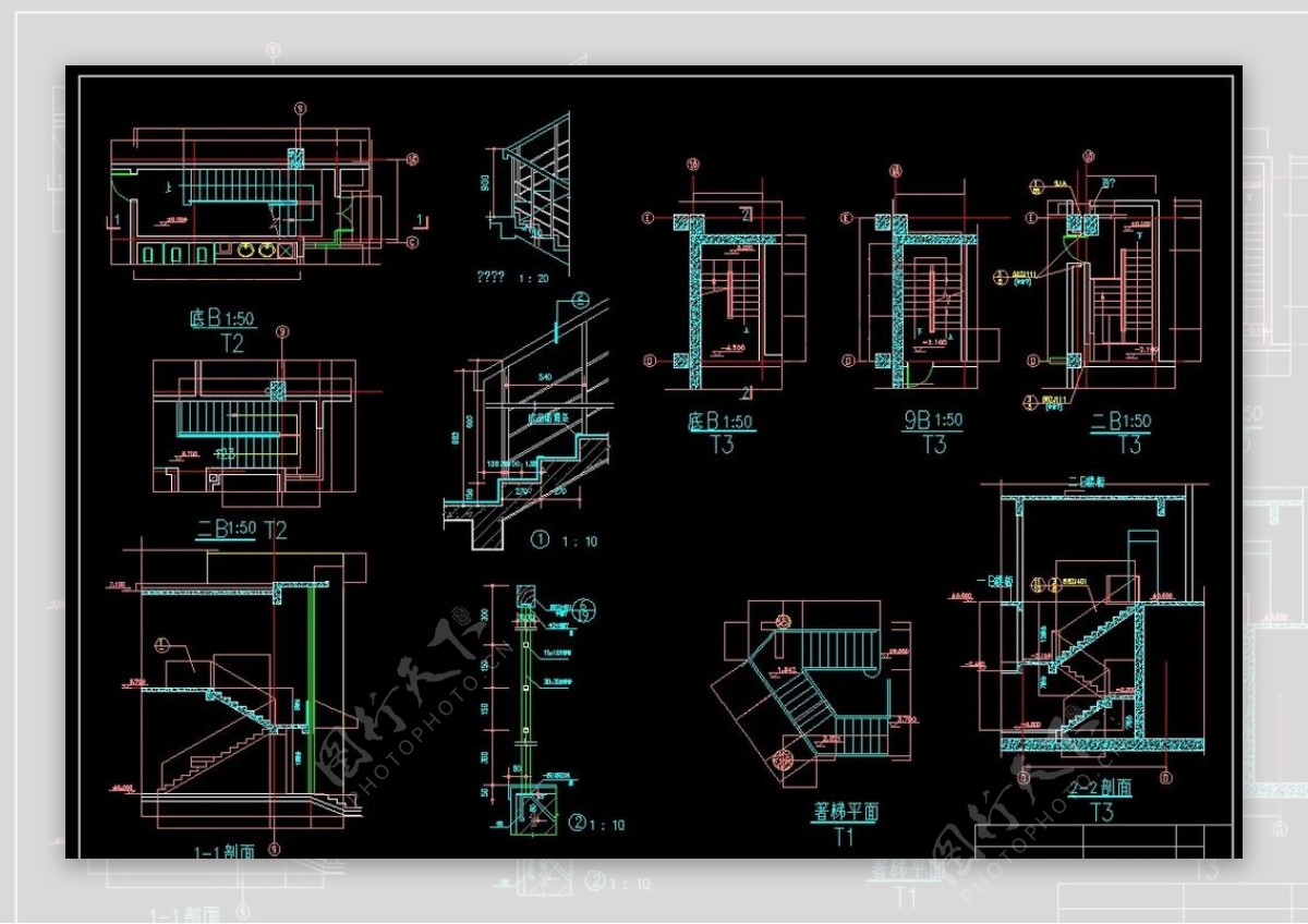 楼梯电梯CAD图库图片