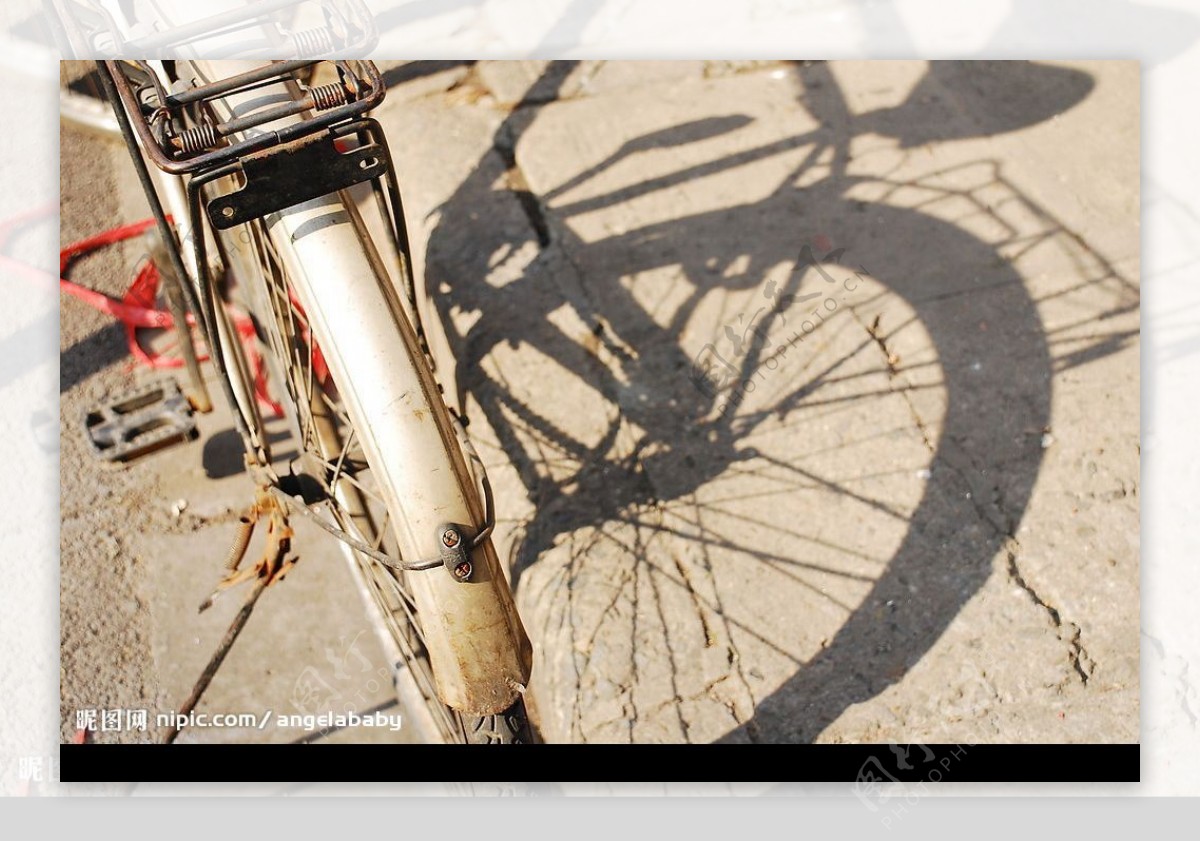 阳光下的自行车和影子图片