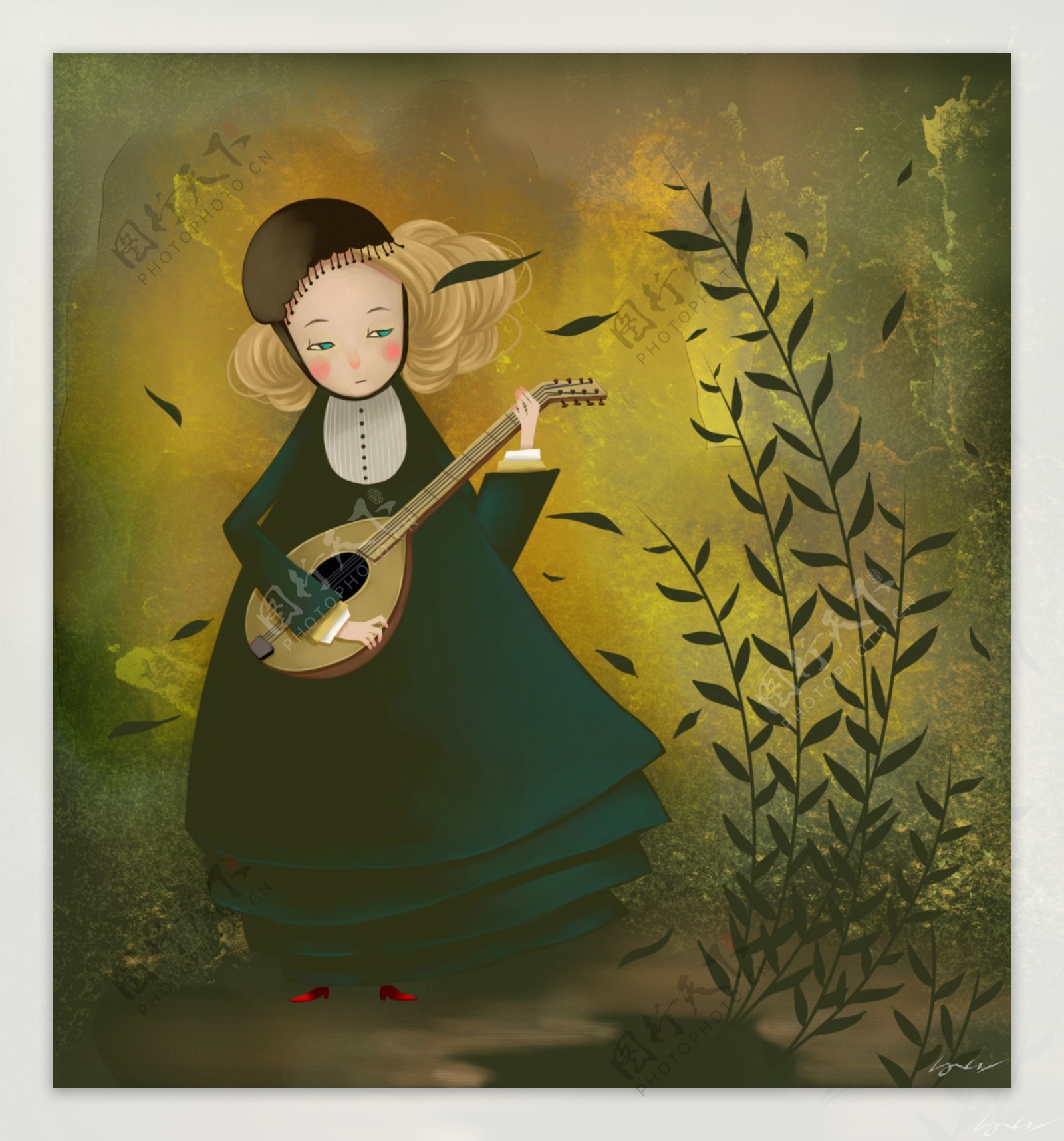 弹奏小提琴的小女孩图片