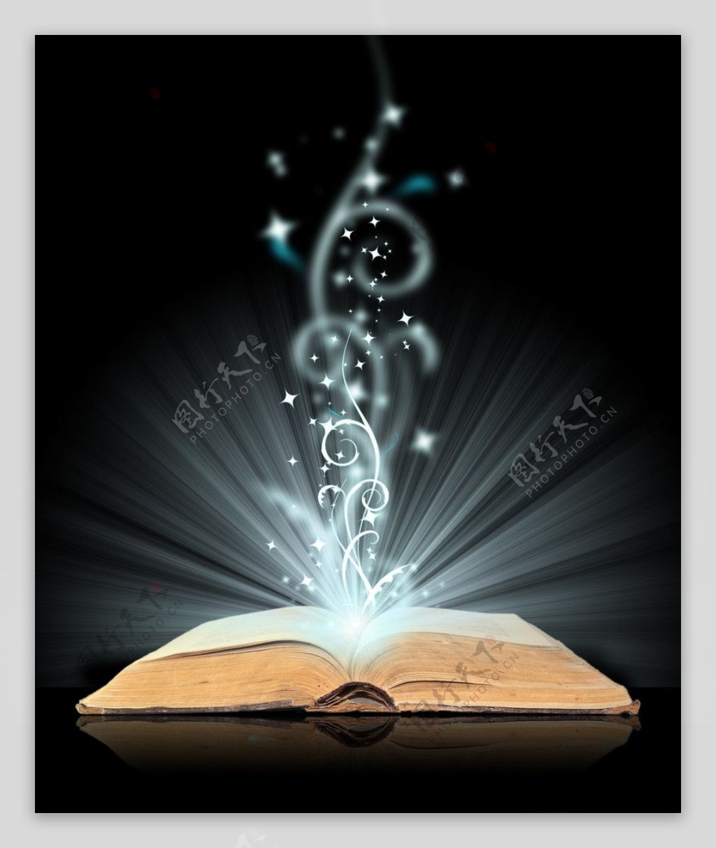 3d魔法书背景光线花纹星光图片